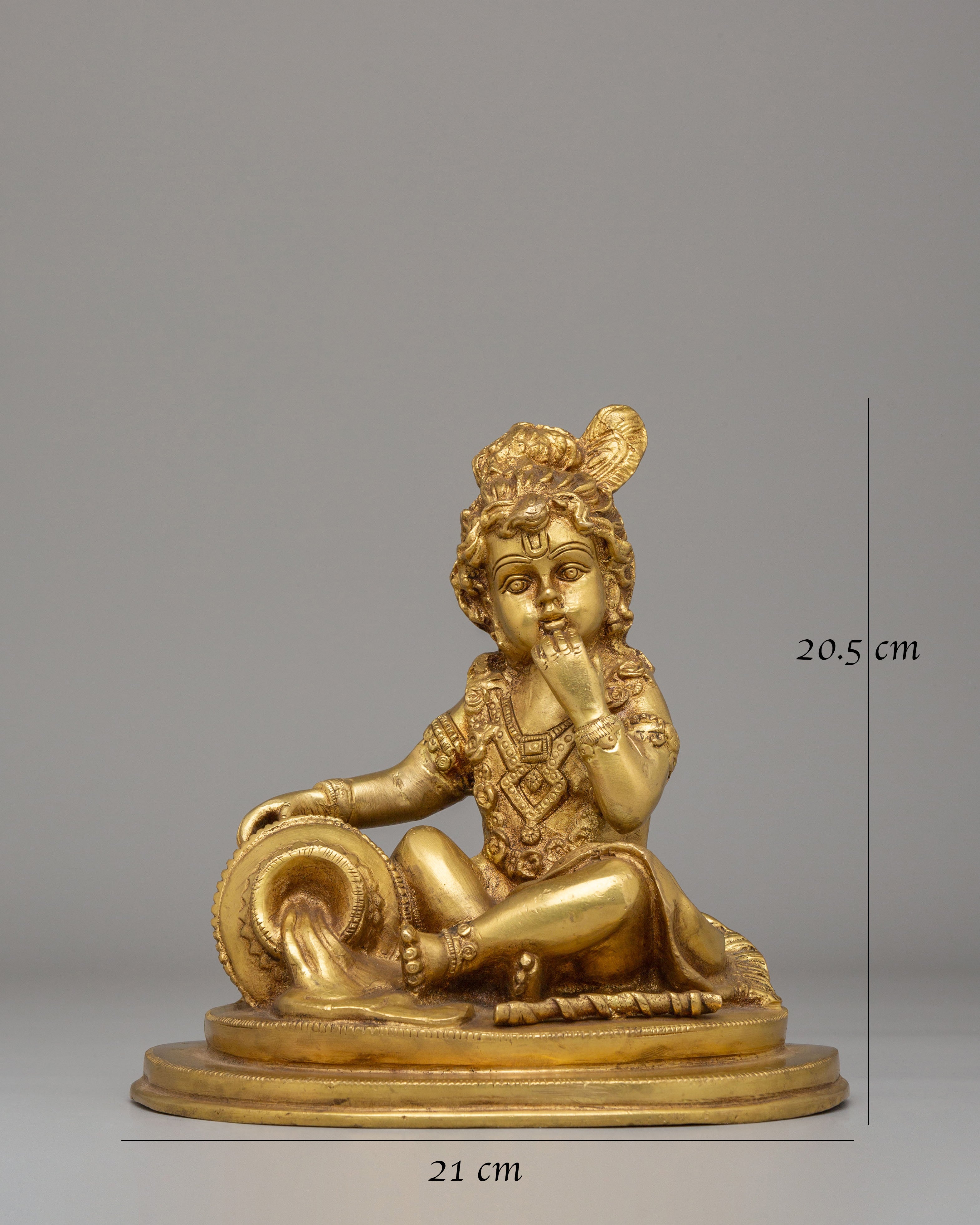 Spiritual Little Krishna Statue | Copper & Gold Plated Hindu Deity Figurine