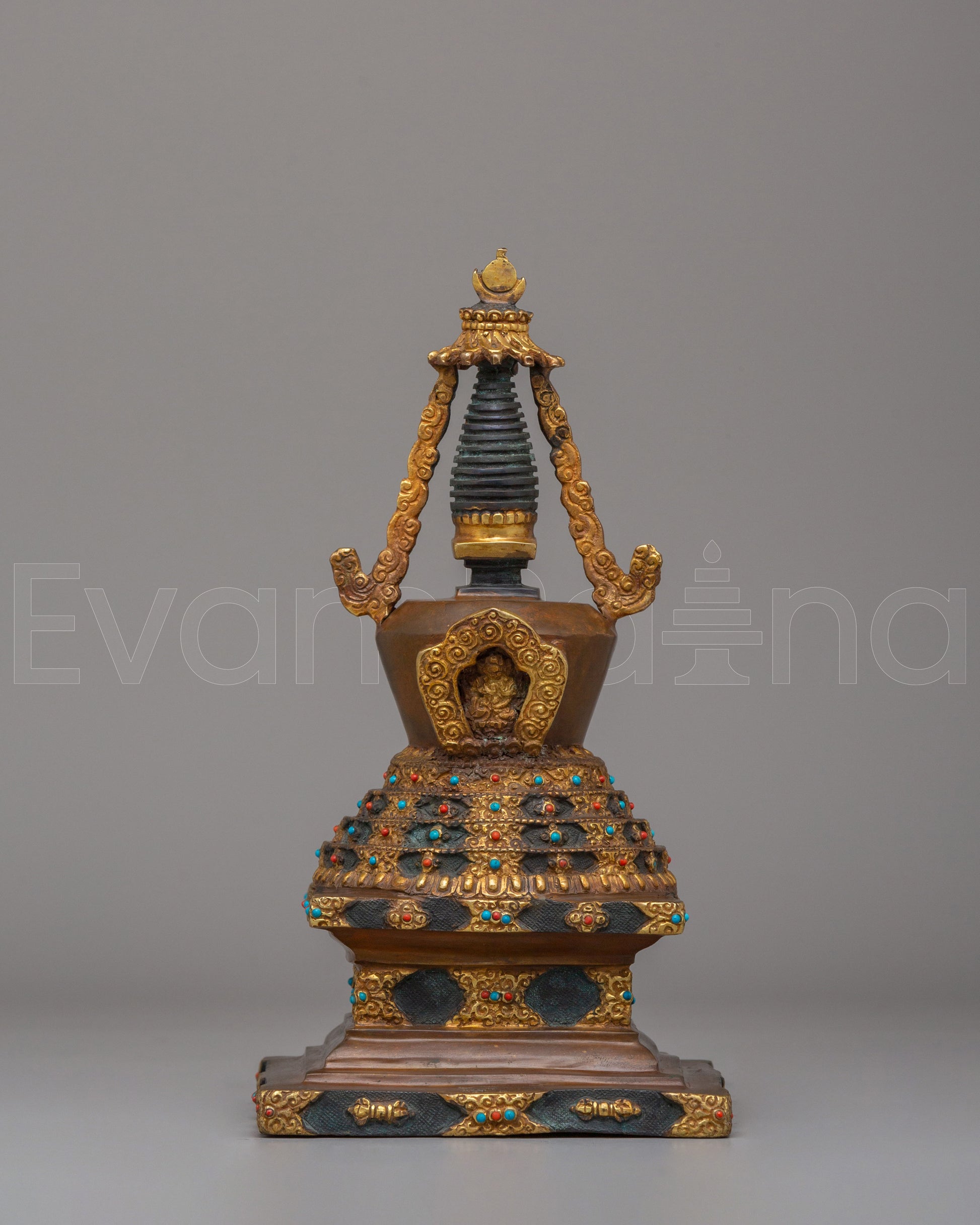 Handcrafted Tibetan Lotus Blossom Stupa