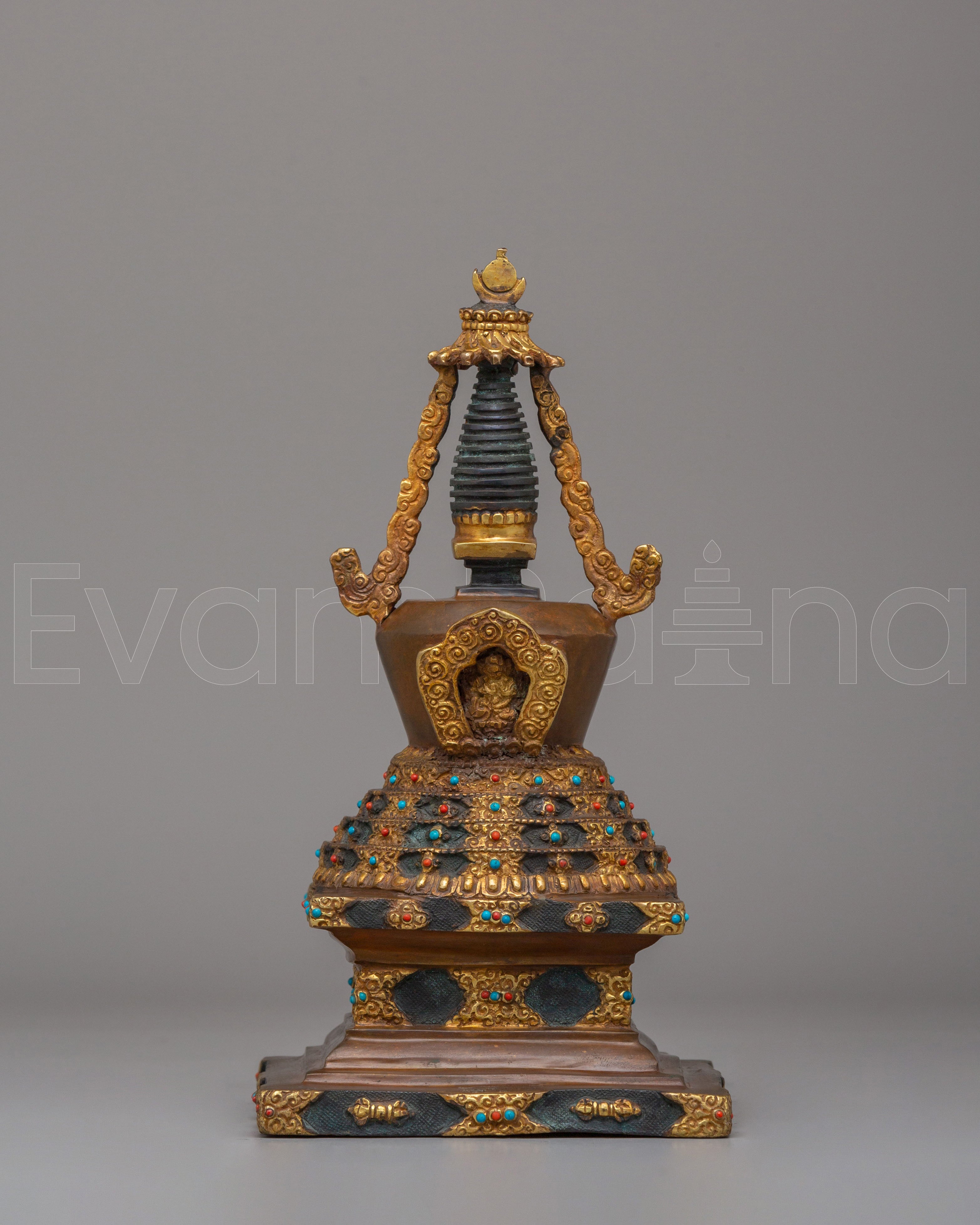 Handcrafted Tibetan Lotus Blossom Stupa