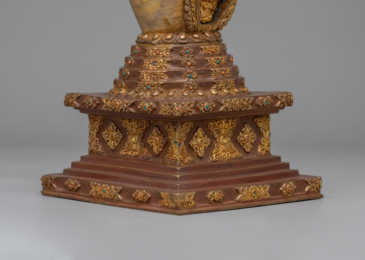 Traditional Altar Lotus Blossom Stupa | Tibetan Buddhist Decor