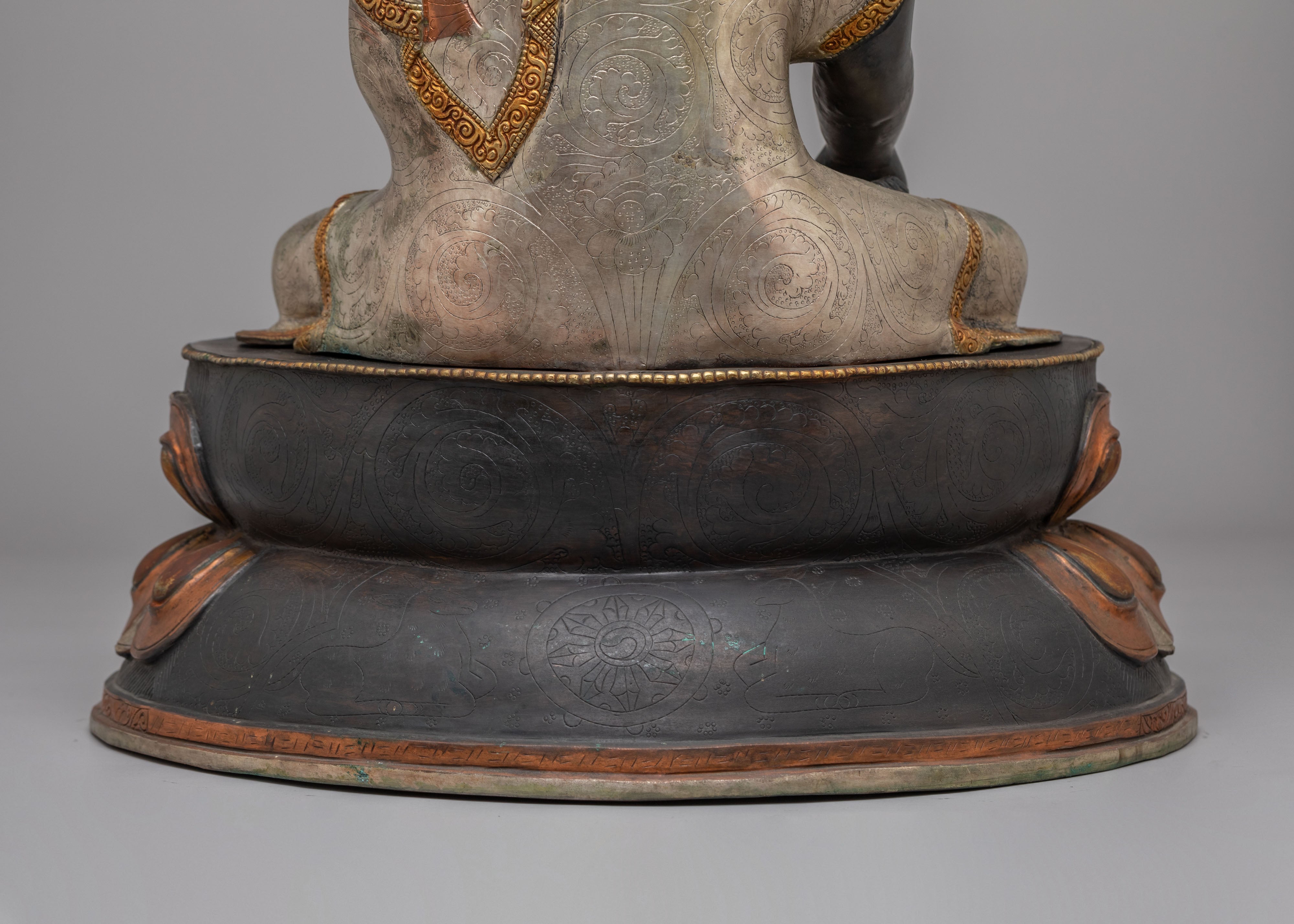 Ceremonial Shakyamuni Buddha Deity Statue | 24K Gold Plated with Silver and Acrylic