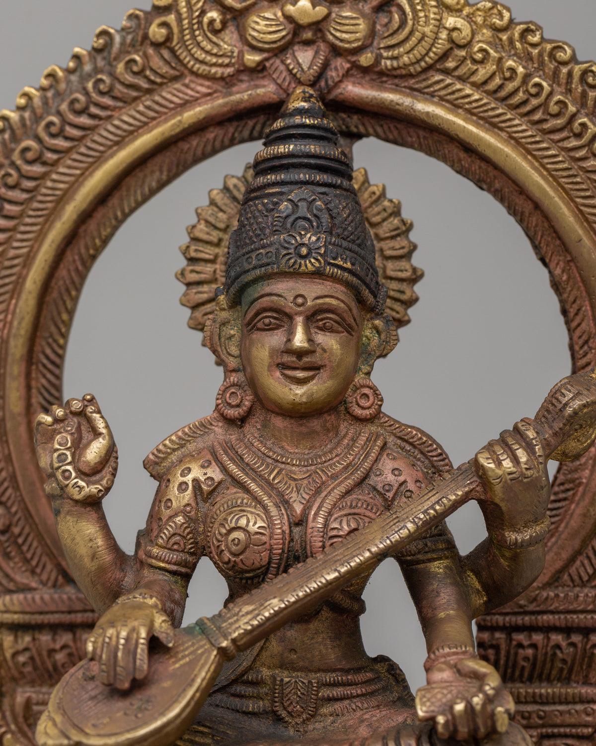 Handcrafted Saraswati Statue for Altar | Sacred Hindu Deity Idol