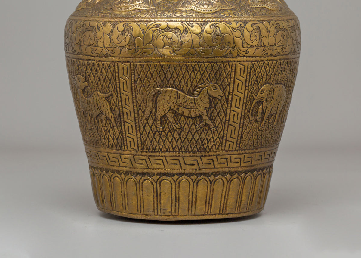 Decorative Himalayan Vase | Handcrafted Brass Tibetan Vessel