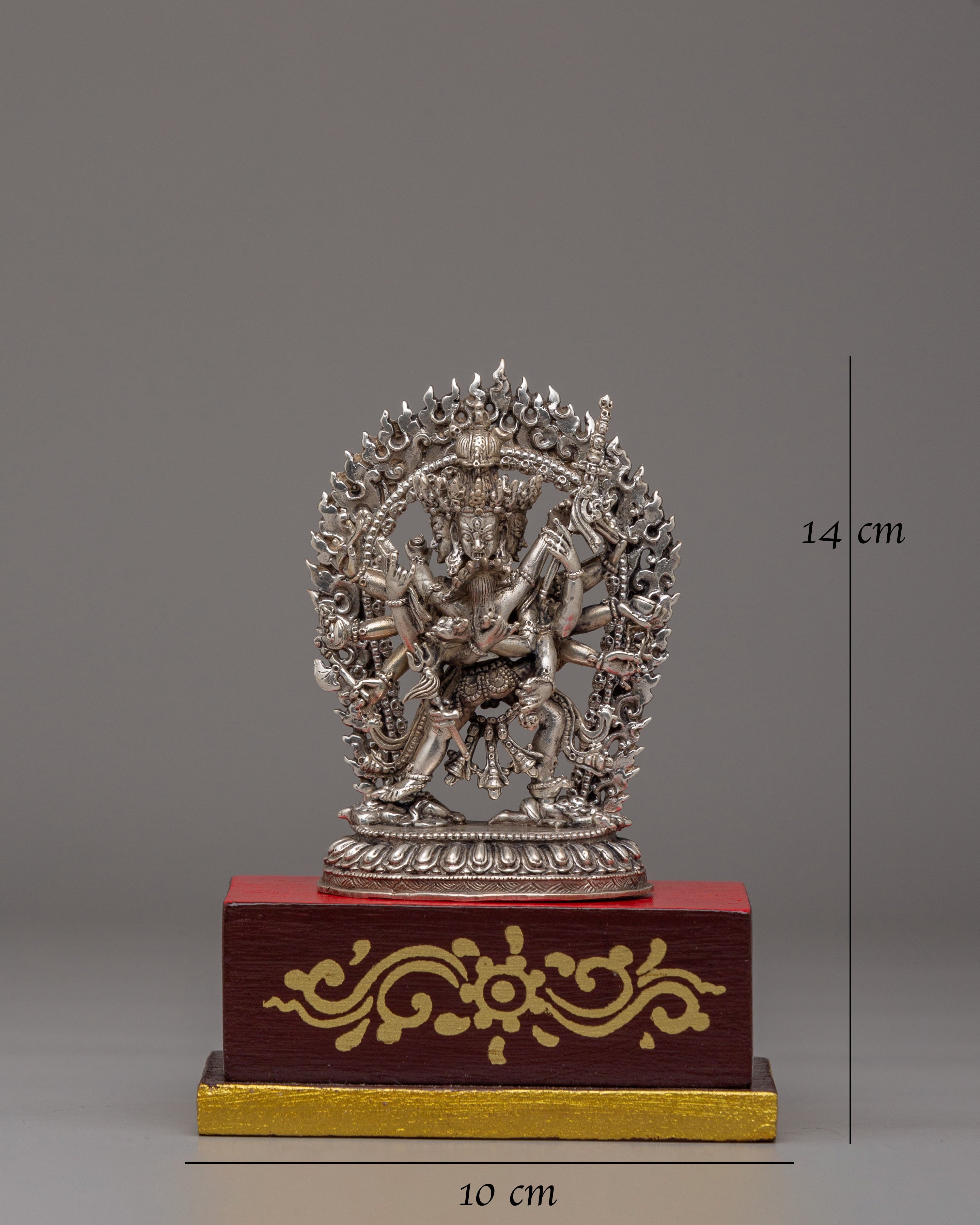 Tibetan Chakrasamvara with Consort Statue | Silver Plated Copper Buddhist Art