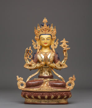 Sacred Bodhisattva Chenrezig Handcrafted Statue | Tibetan Avalokiteshvara Art