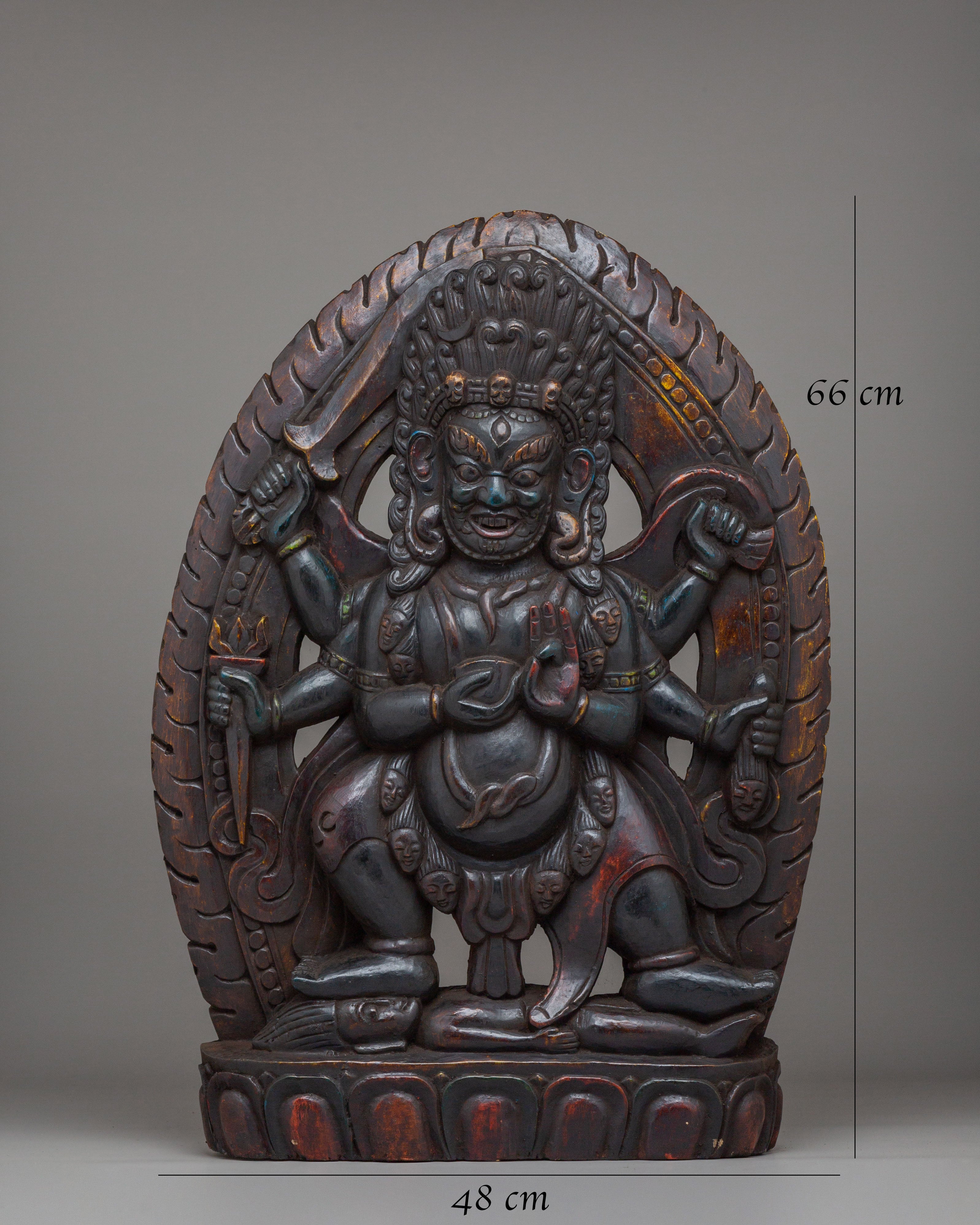 Handcrafted Kal Bhairav Statue | Wooden Kal Bhairav Statue