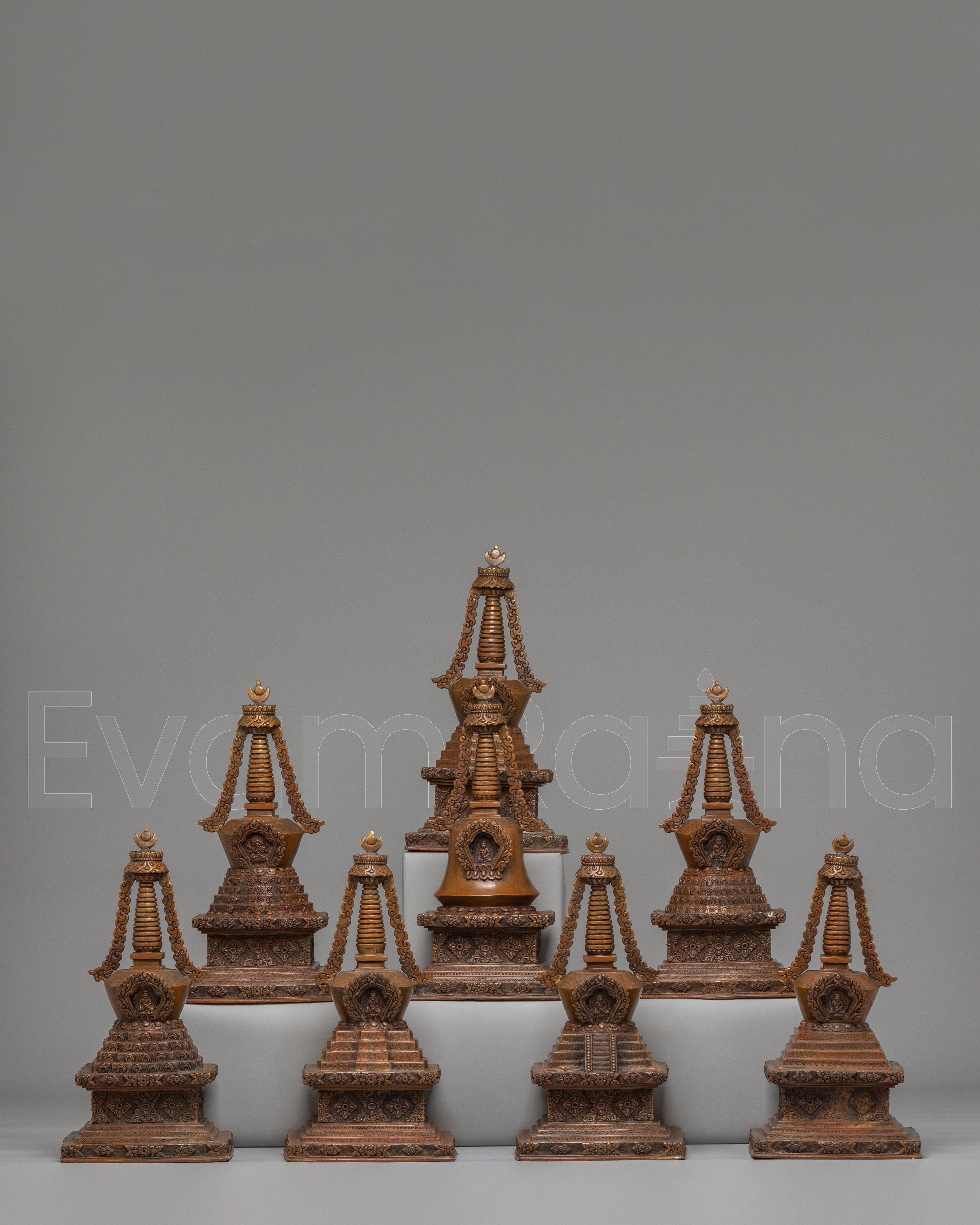 Handcrafted Stupa Set | Traditional Tibetan Ritual Stupas for Meditation
