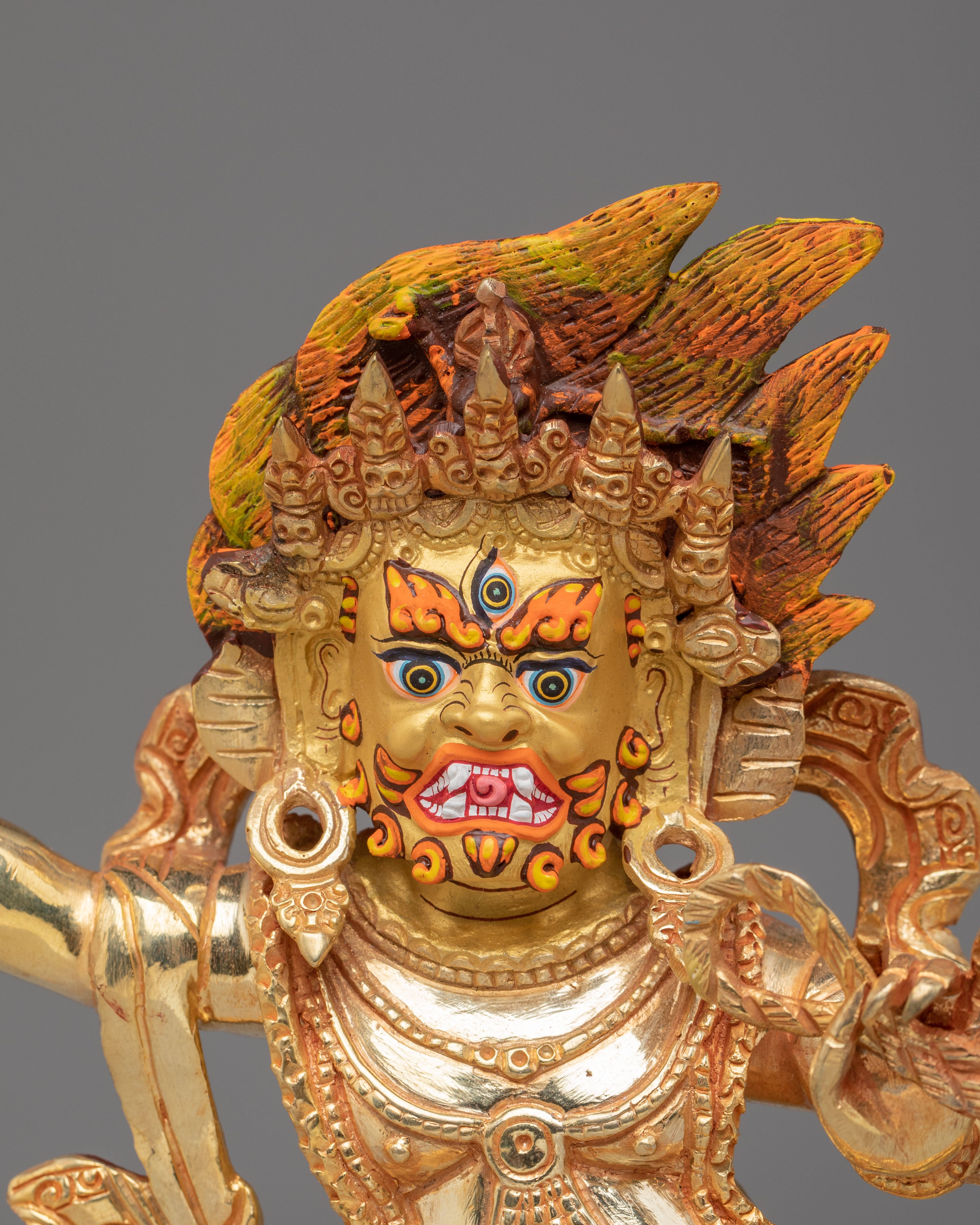 Tibetan Altar Vajrapani Sculpture | Buddhist Protector Deity