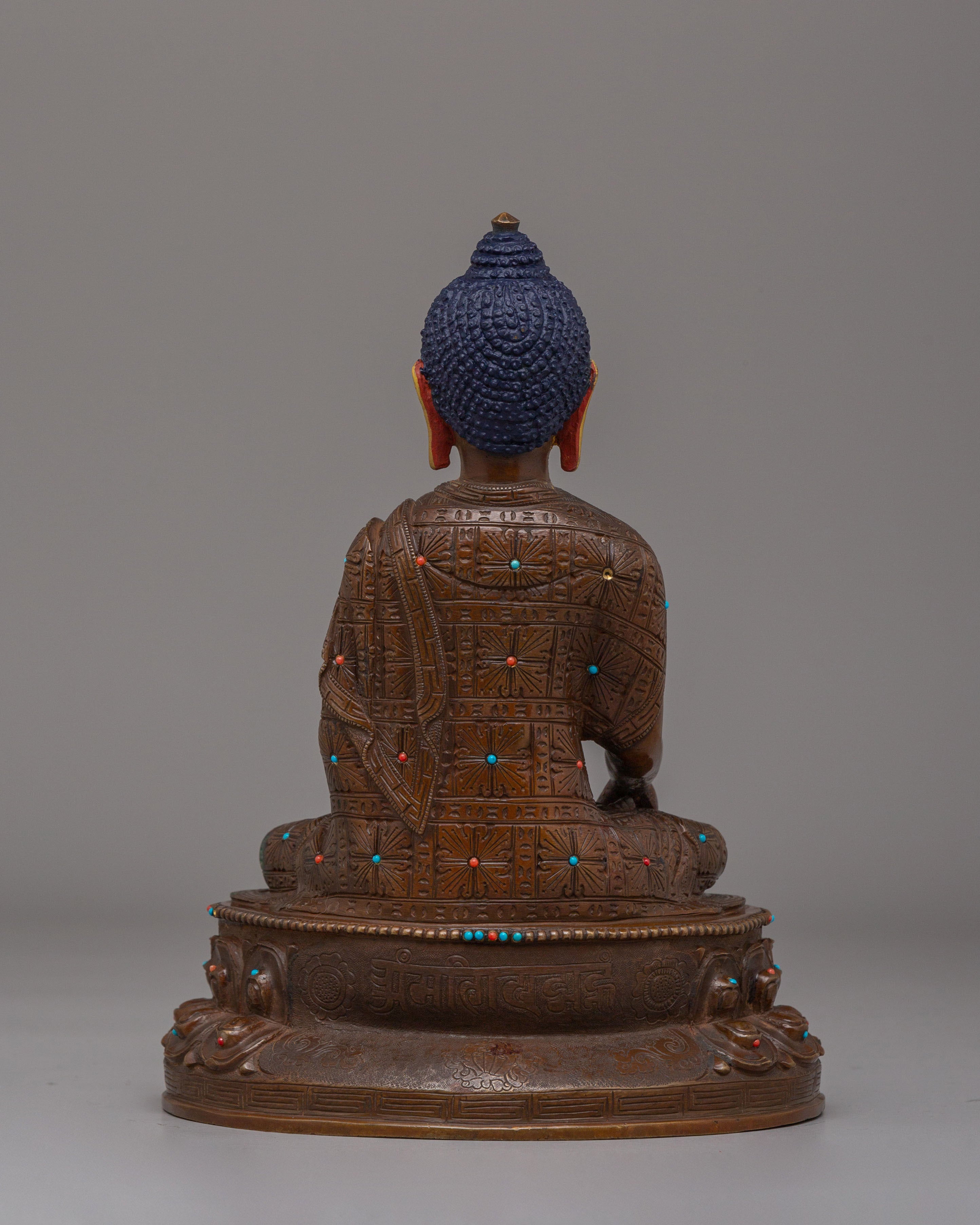 Handcrafted Shakyamuni Buddha Sculpture | Oxidized Copper Body with 24K Gold Plating