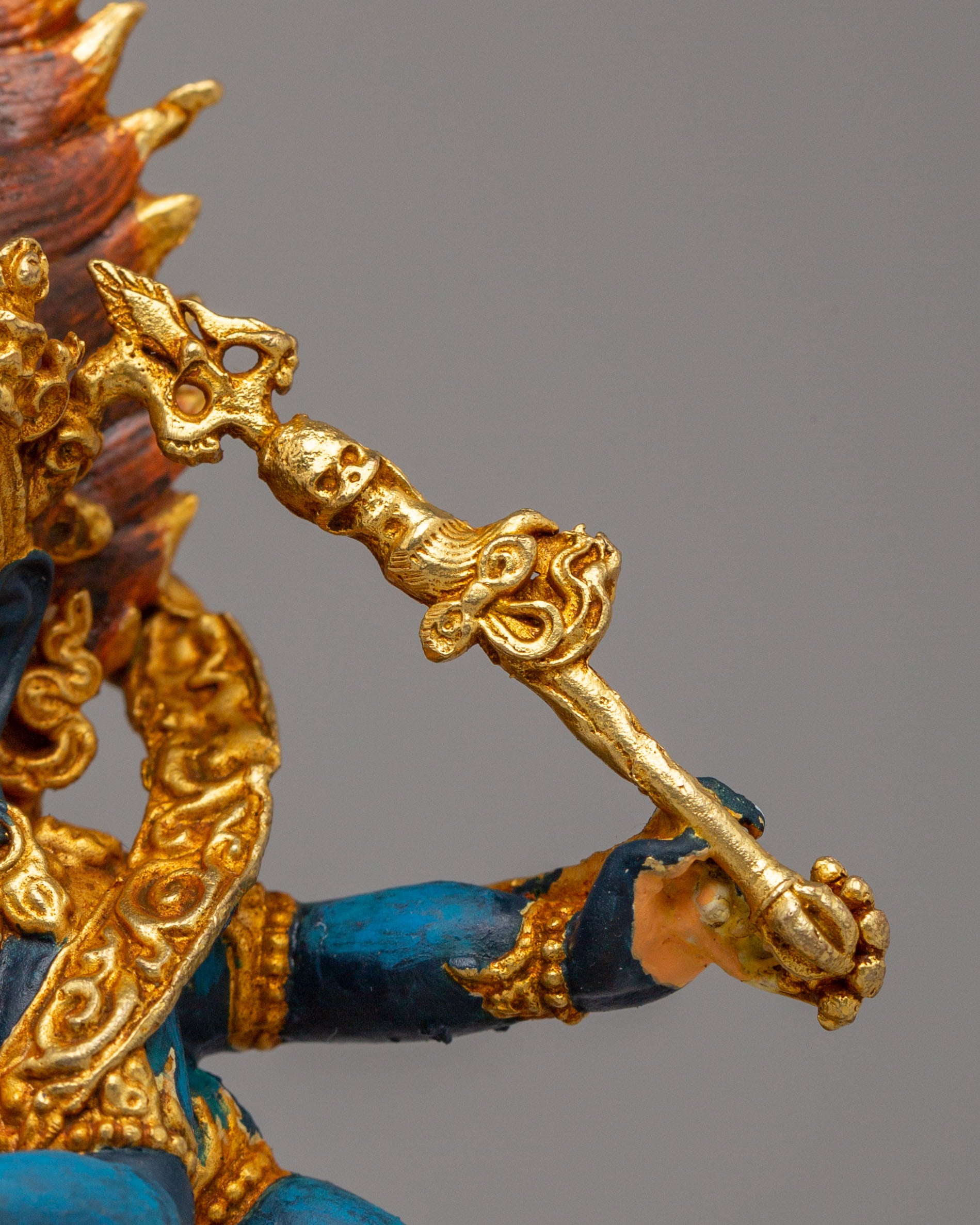 Sacred Six-Armed Mahakala Statue | Traditional Tibetan Buddhist Artwork