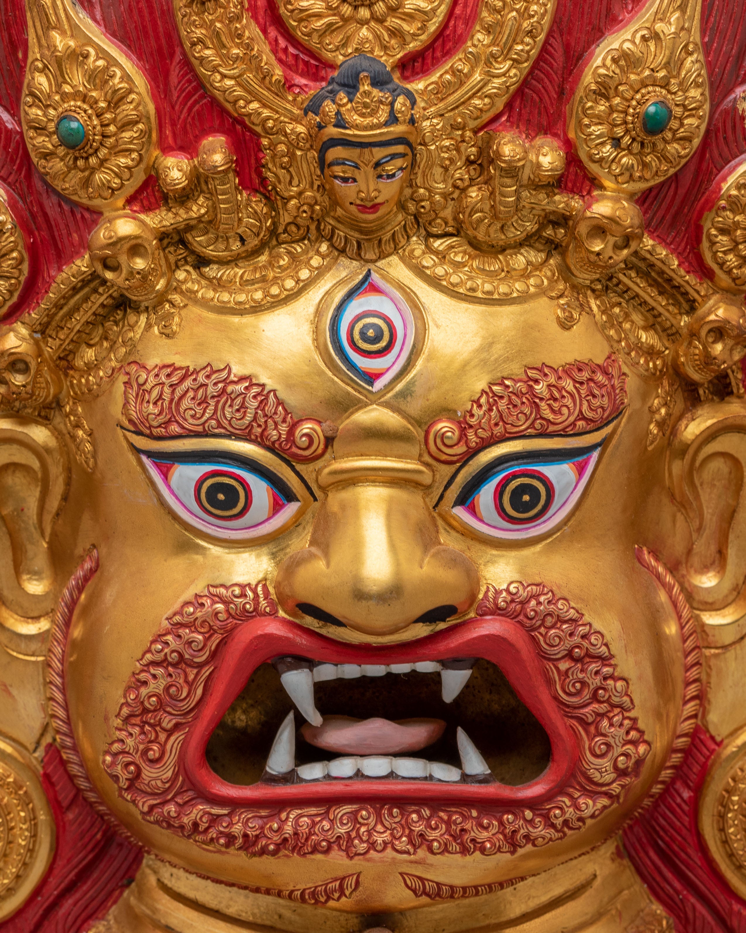 Dharmapala Mahakala Wall Hanging | Gold Plated Mahakala Wall Art