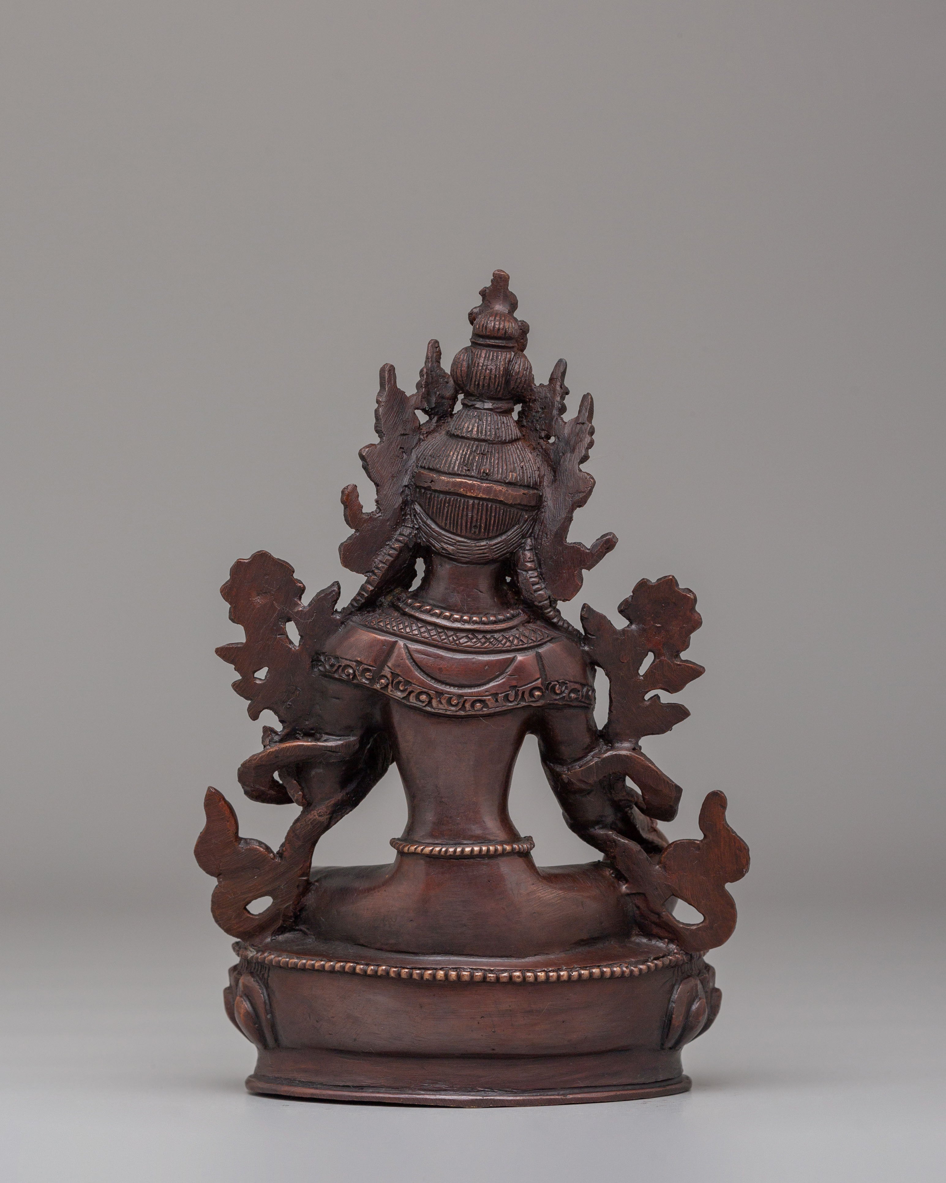 Sacred Green Tara Deity Statue | Handcrafted Oxidized Copper Figure