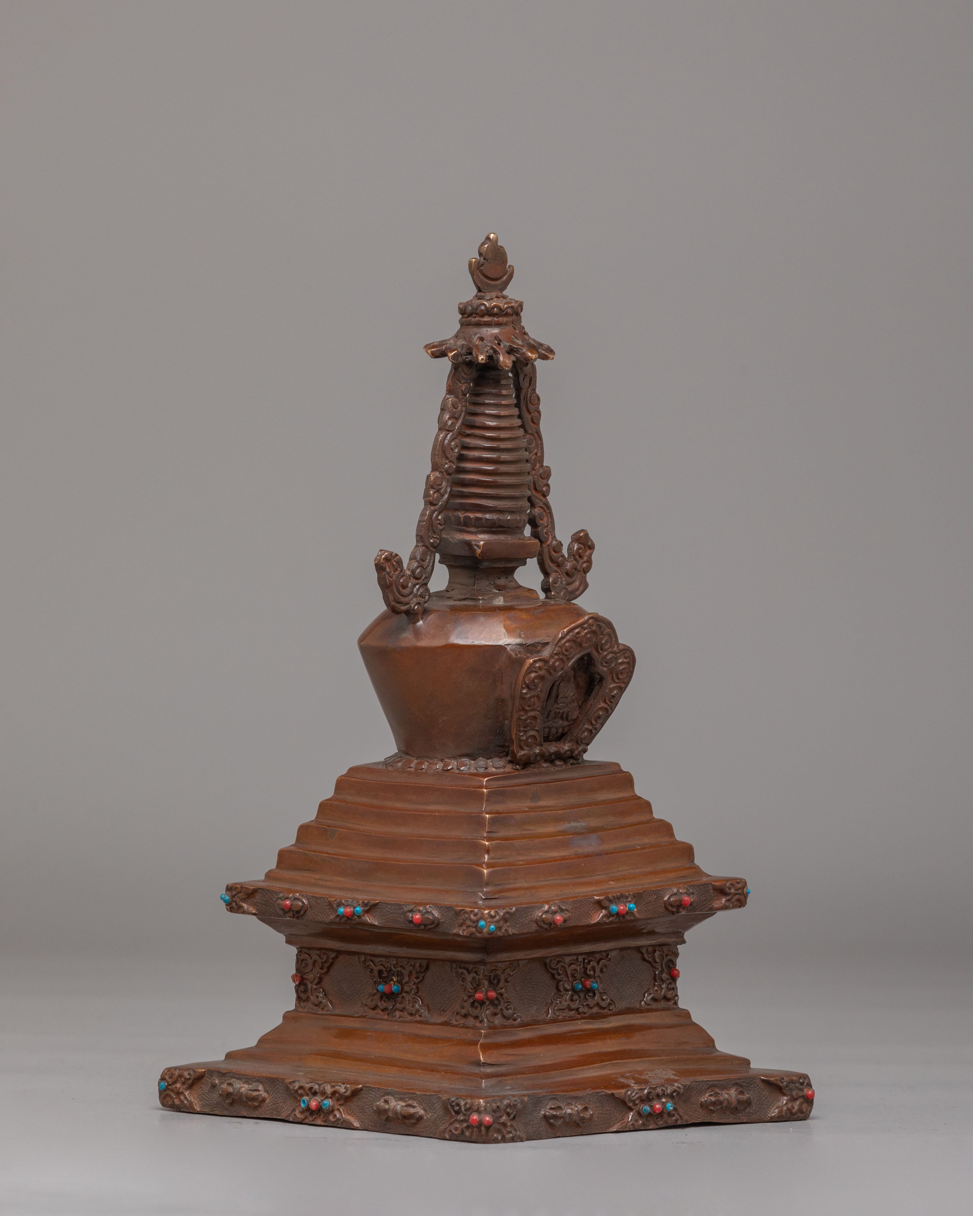 Buddhist Altar Enlightenment Stupa | Handcrafted Copper Stupa