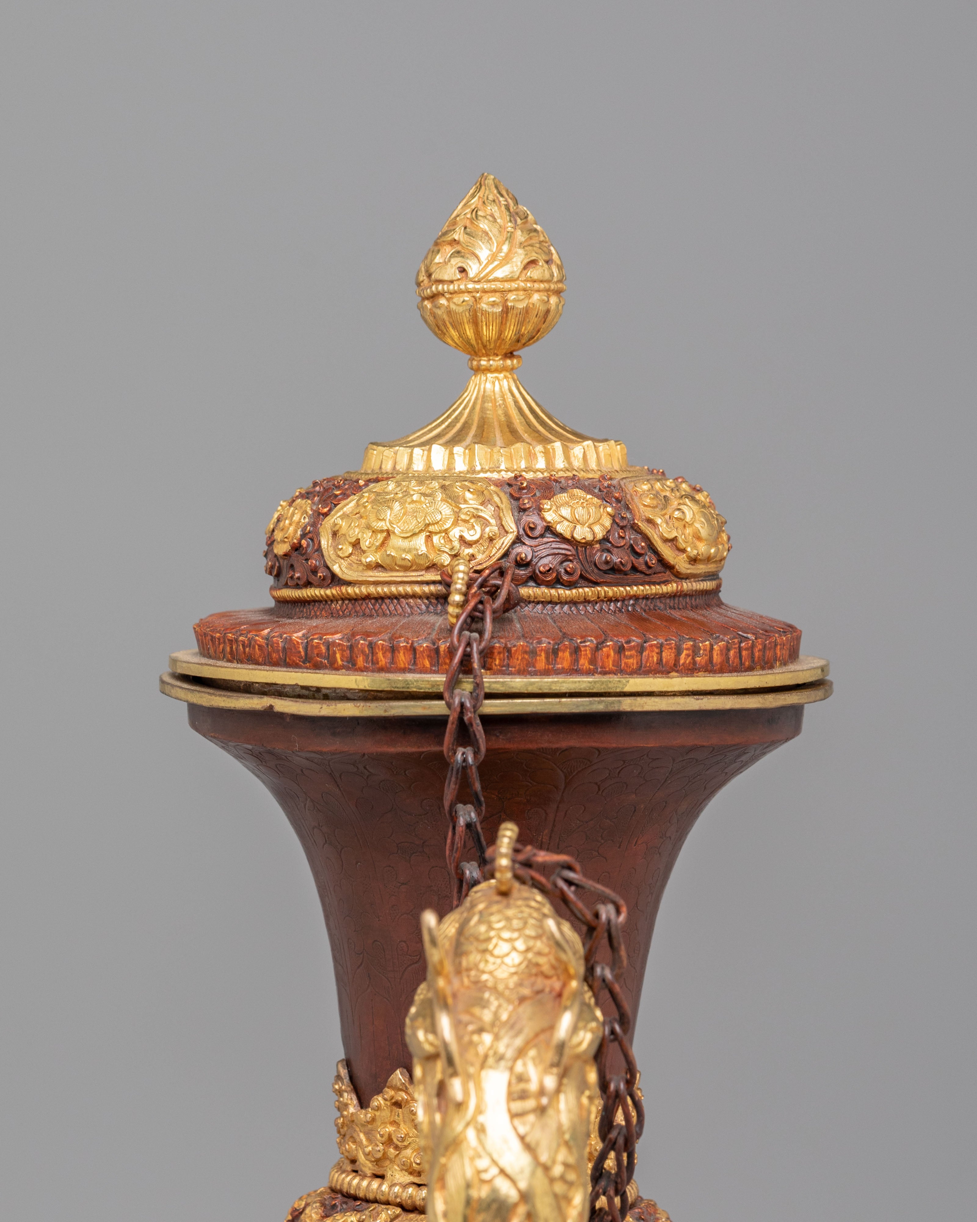 Sacred Ewer Ceremonial Vessel | Gold Plated Copper Himalayan Ritual Artwork