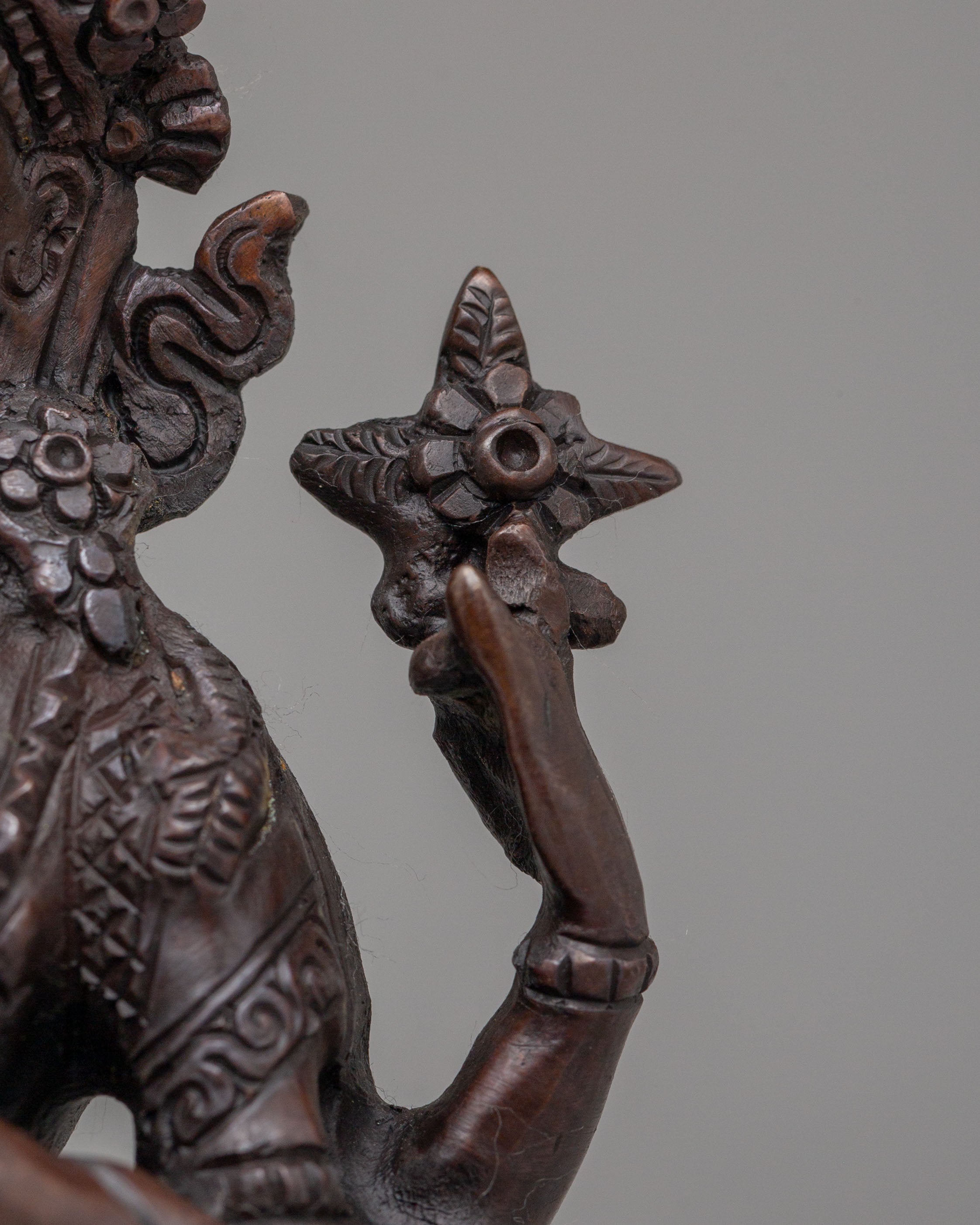 Handmade Chenrezig Altar Statue | Oxidized Copper Avalokiteshvara Sculpture