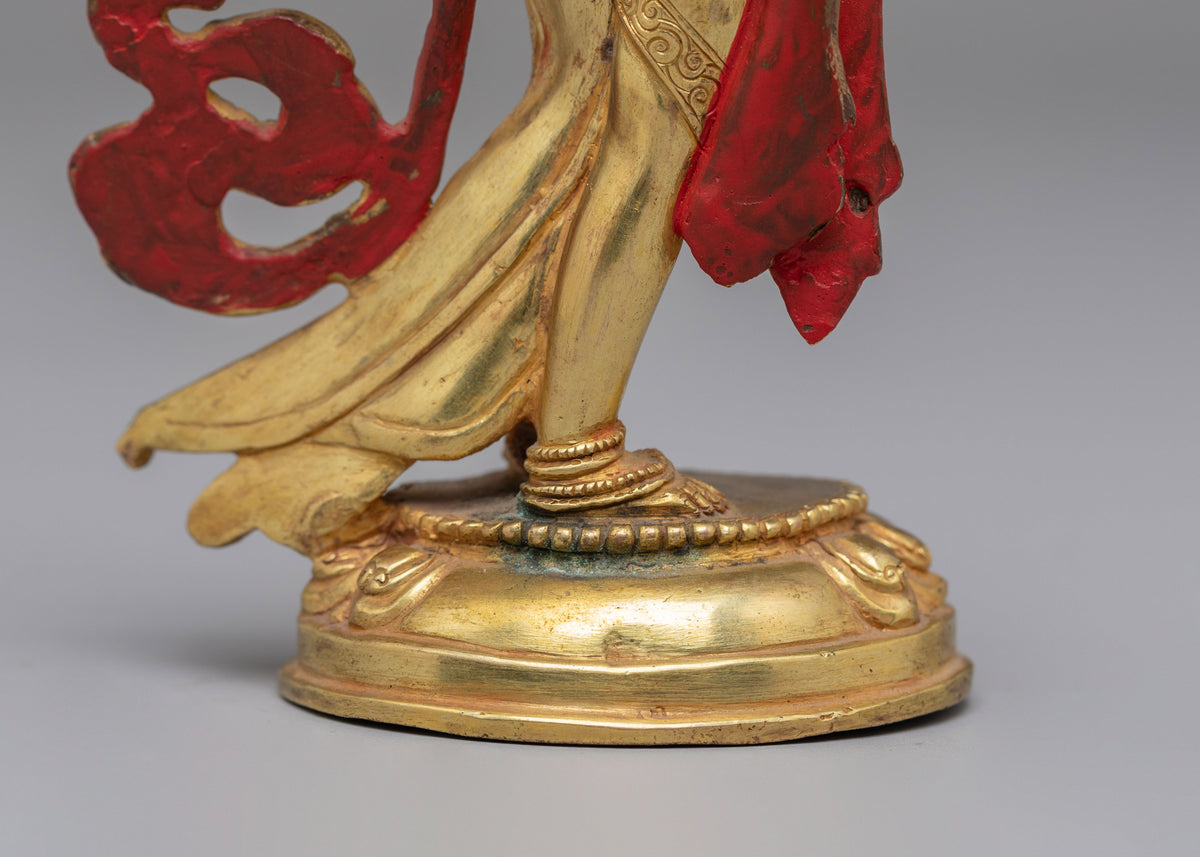 Traditional Standing Tara Sculpture | 24K Gold Buddhist Sculpture