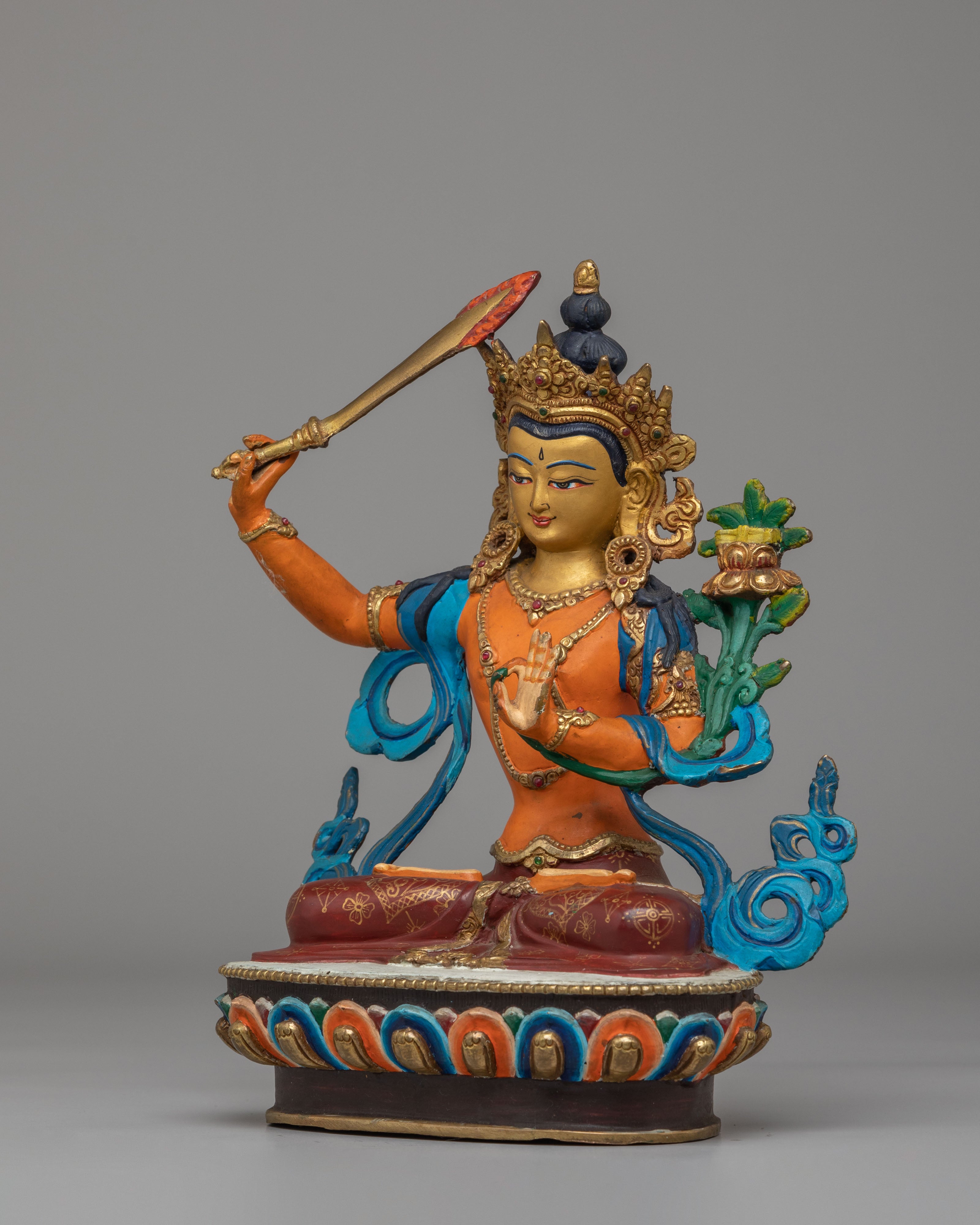 Spiritual Manjushri Divine Statue | Handcrafted Copper Manjushri Statue