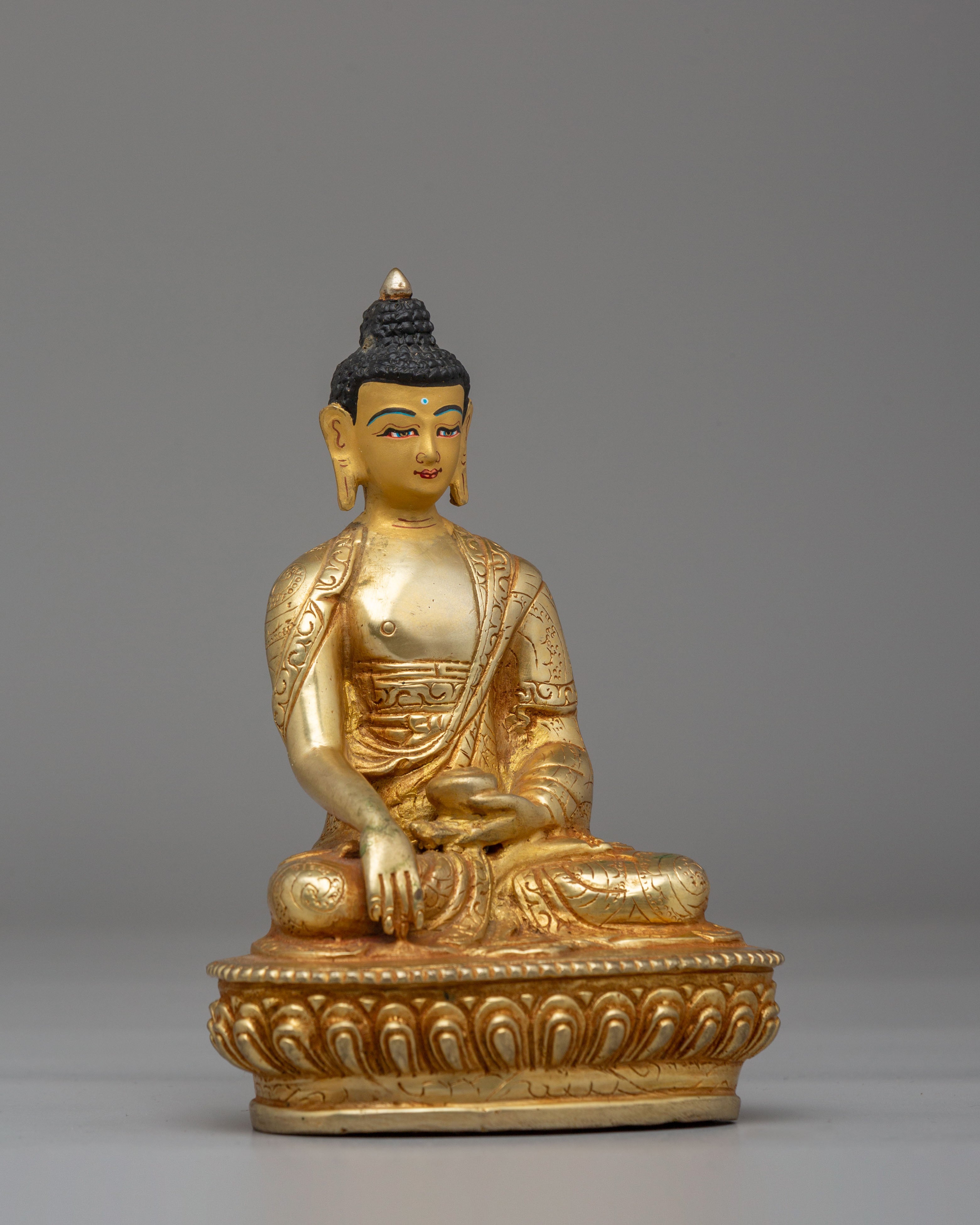 Historic Shakyamuni Buddha Altar Statue | Sacred Gold Plated Copper Buddha for Meditation