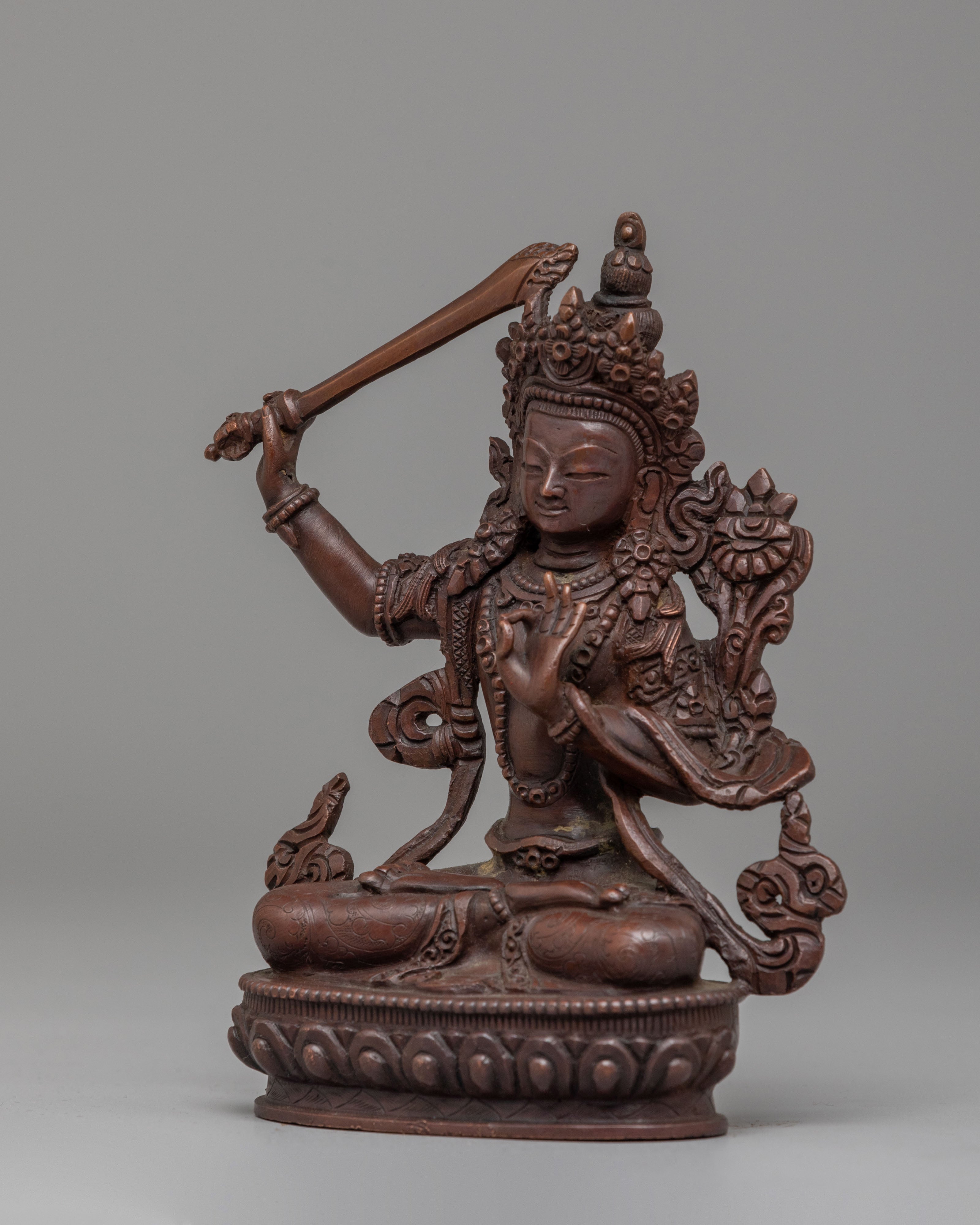 Himalayan Manjushri Wisdom Deity Statue | Tibetan Sculpture for Altar