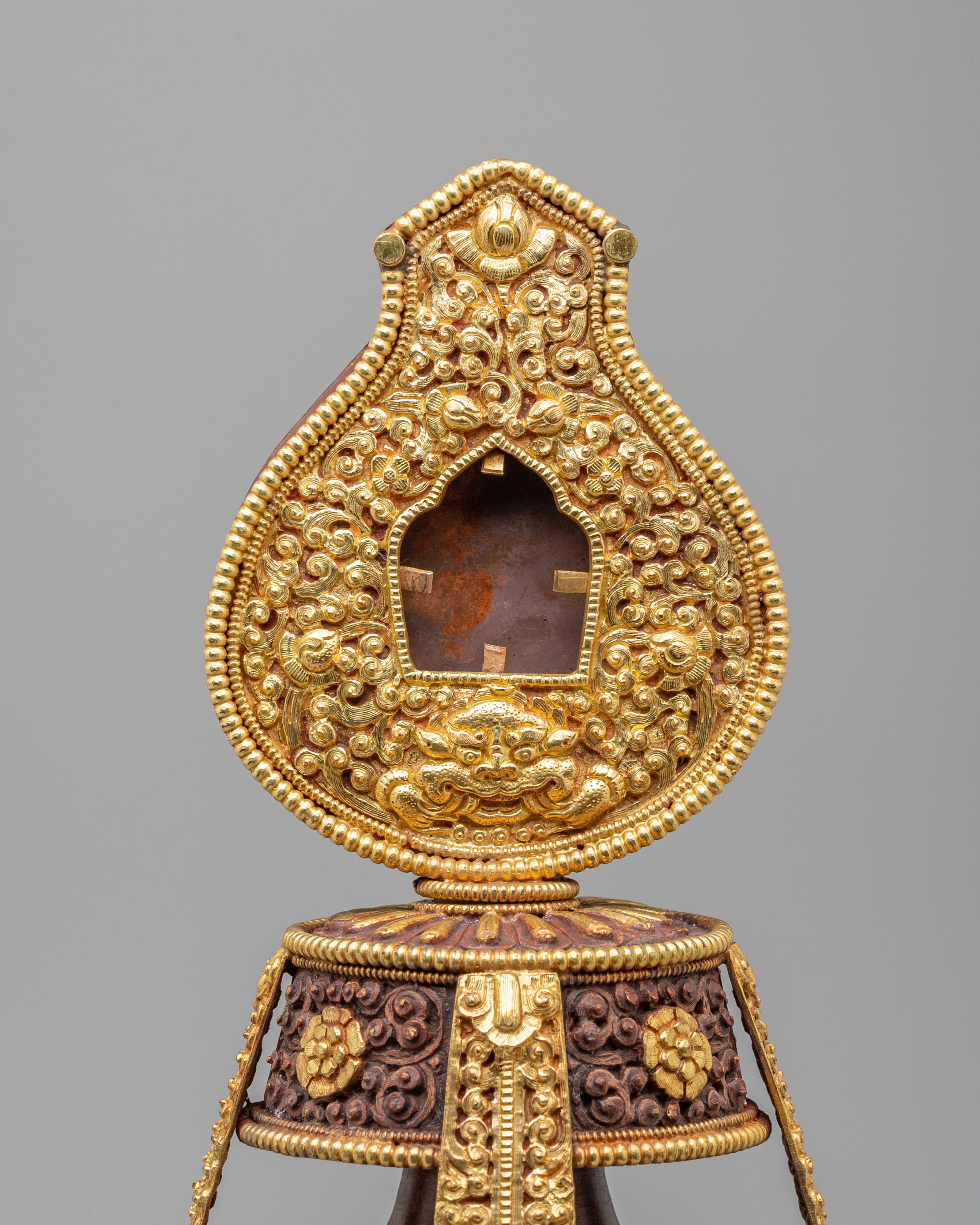 Sacred Tibetan Long-Life Vase | Gold Plated Copper Buddhist Altar Vessel