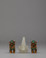 Himalayan Crystal Stupa and Guardian Lion Set