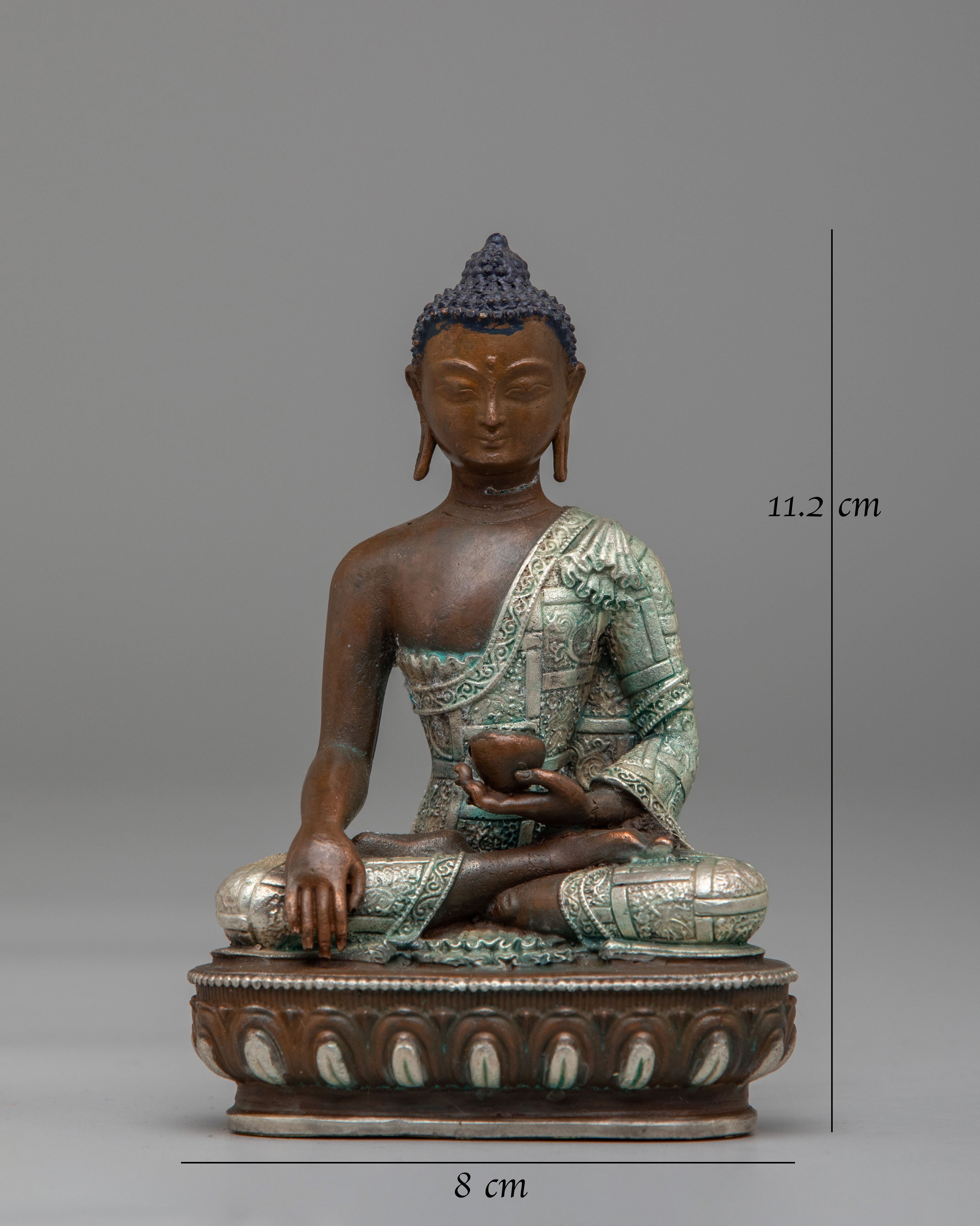 Himalayan Shakyamuni Buddha Deity Statue | Silver Plated with Acrylic Color