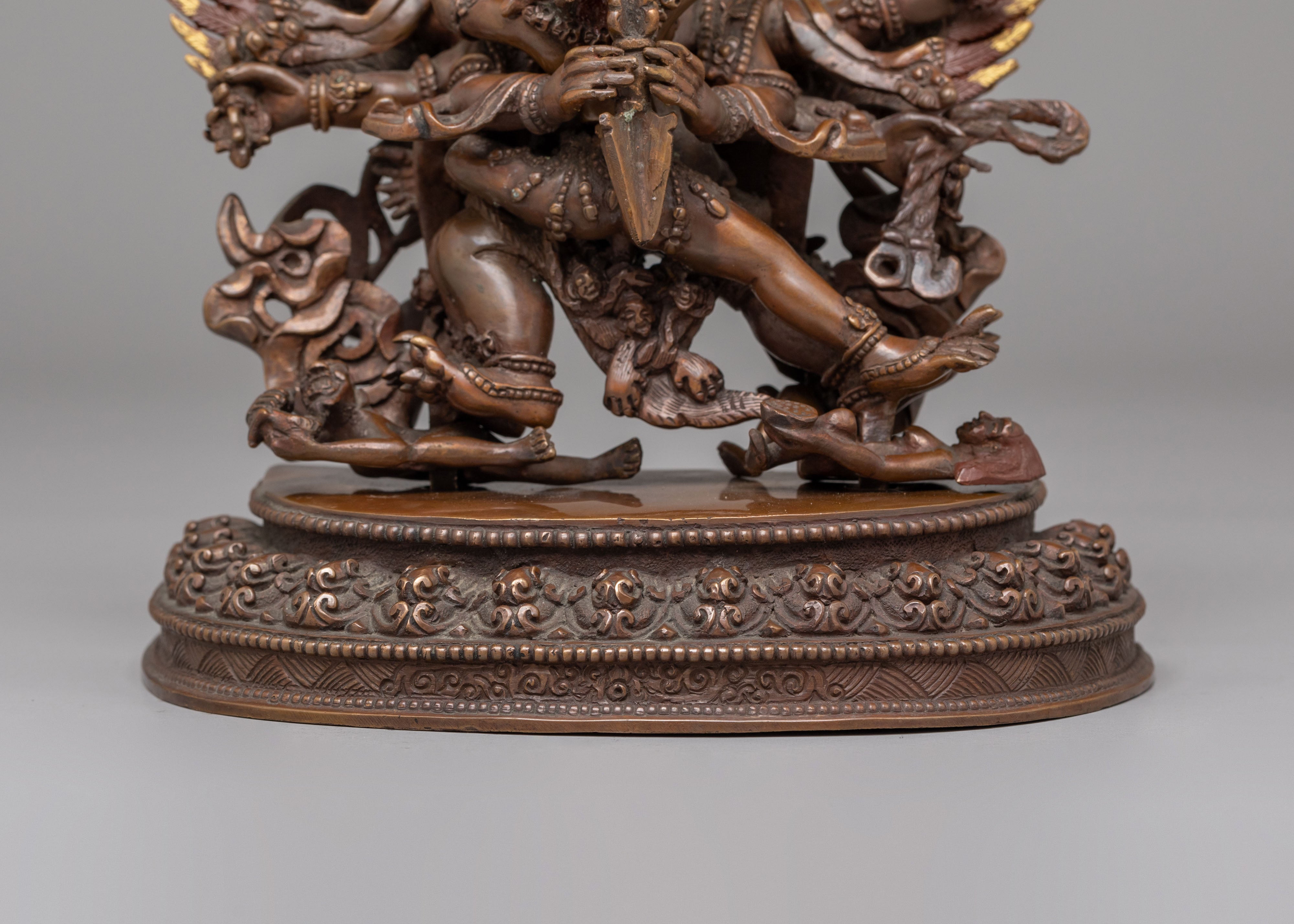 Vajrakilaya with Consort Statue | Oxidized Copper Body