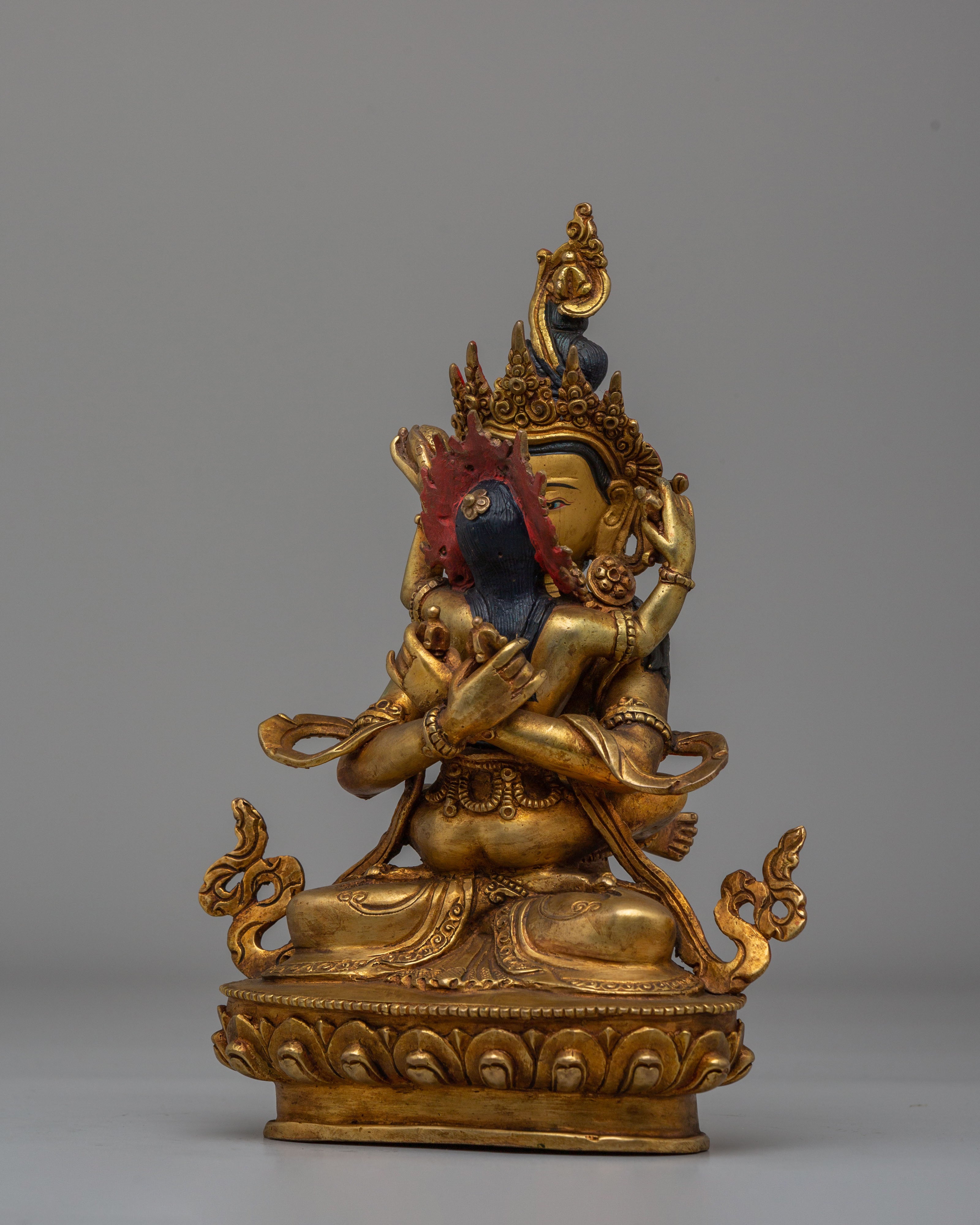 Buddhist Vajradhara with Consort Statue | Gold Plated Buddhist Sculpture