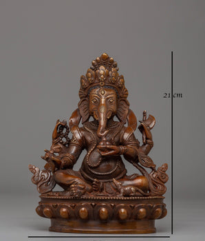 Statue of Hindu Lord Ganesha | Sacred Copper & Acrylic Ganesha Sculpture