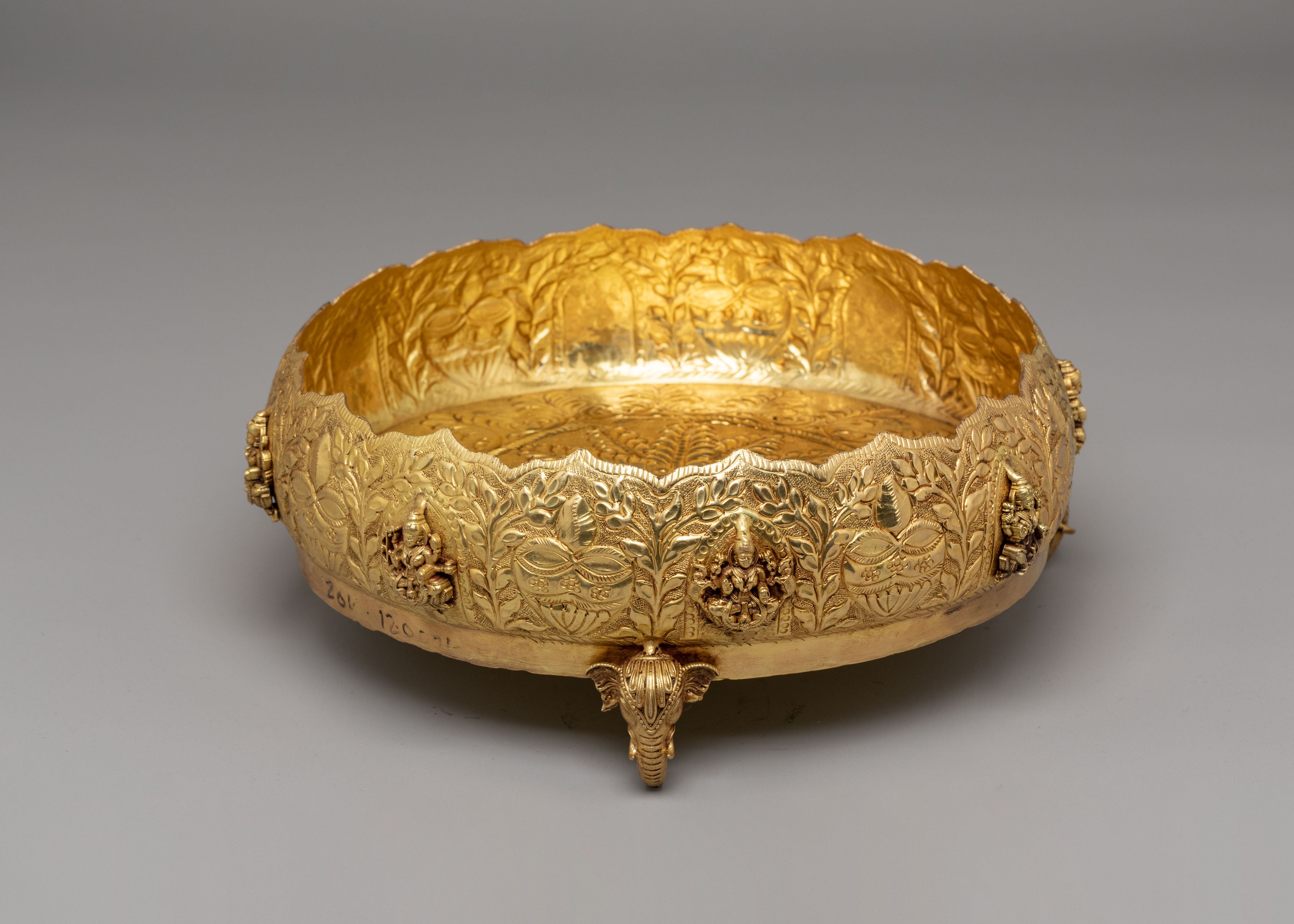 Himalayan Spiritual Urli Bowl | Brass with Elephant Legs & Deity Engravings