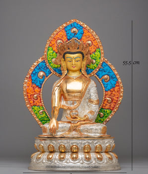 Buddhist Crown Shakyamuni Buddha Statue | Handcrafted Tibetan Deity Sculpture