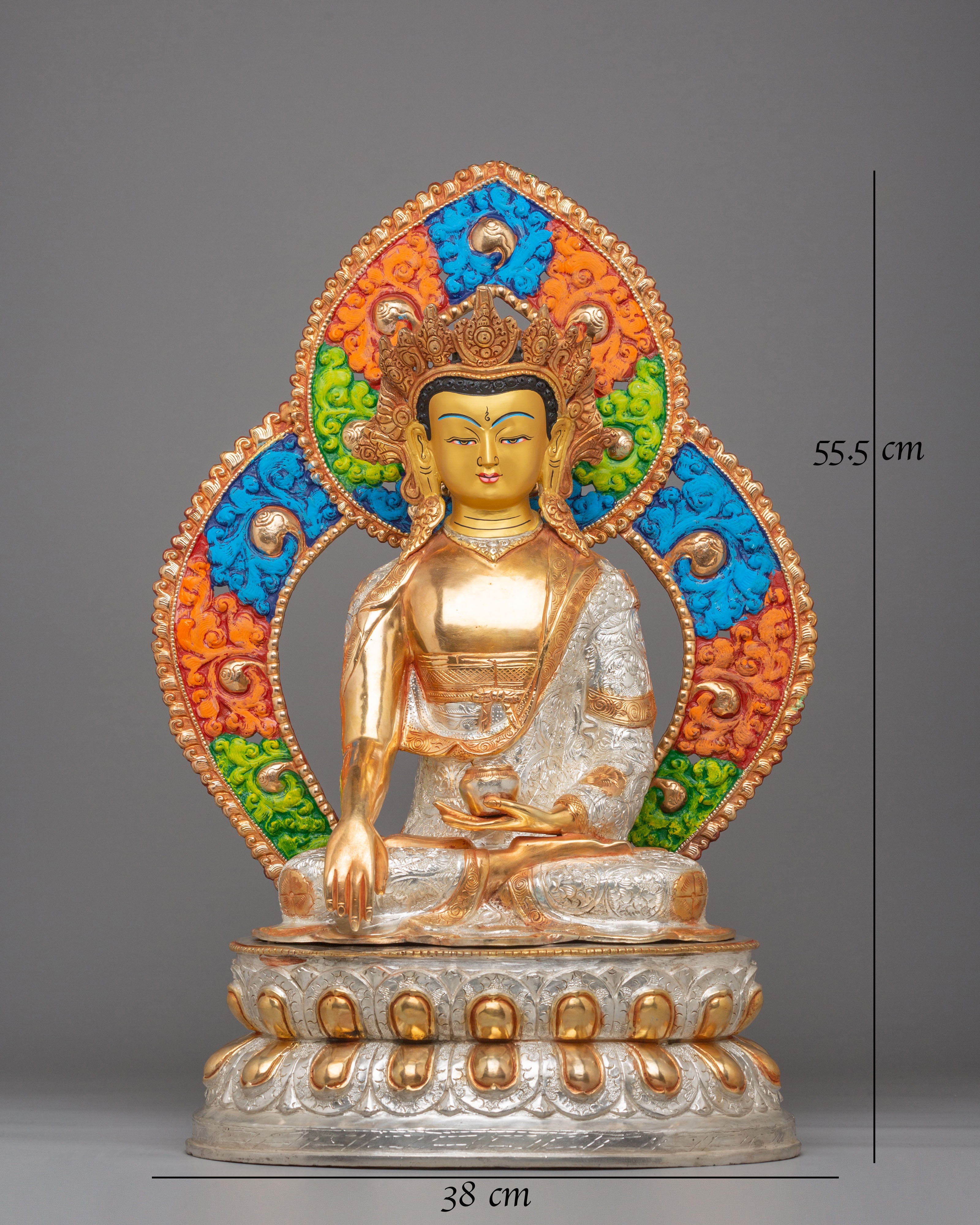 Buddhist Crown Shakyamuni Buddha Statue | Handcrafted Tibetan Deity Sculpture