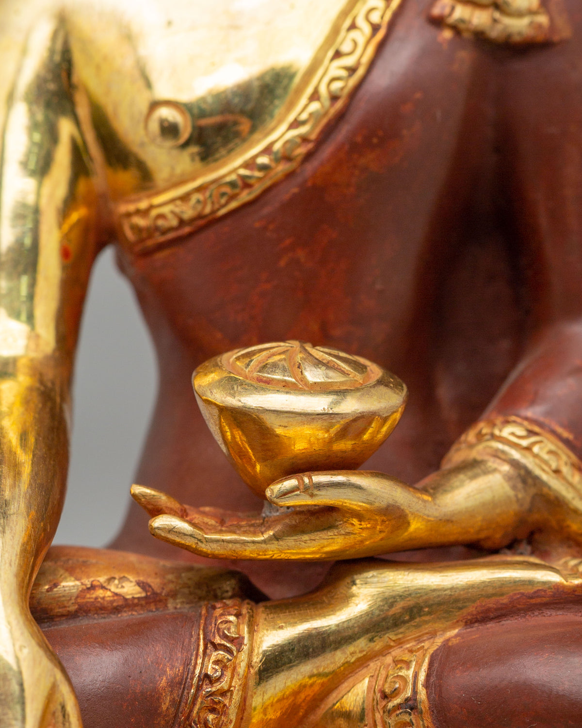 Himalayan Buddha Shakyamuni Sculpture | 24K Gold Plated Buddhist Statue