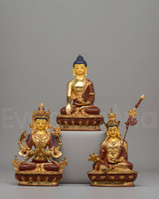 Handcrafted Buddha Dharma Sangha Statue Set