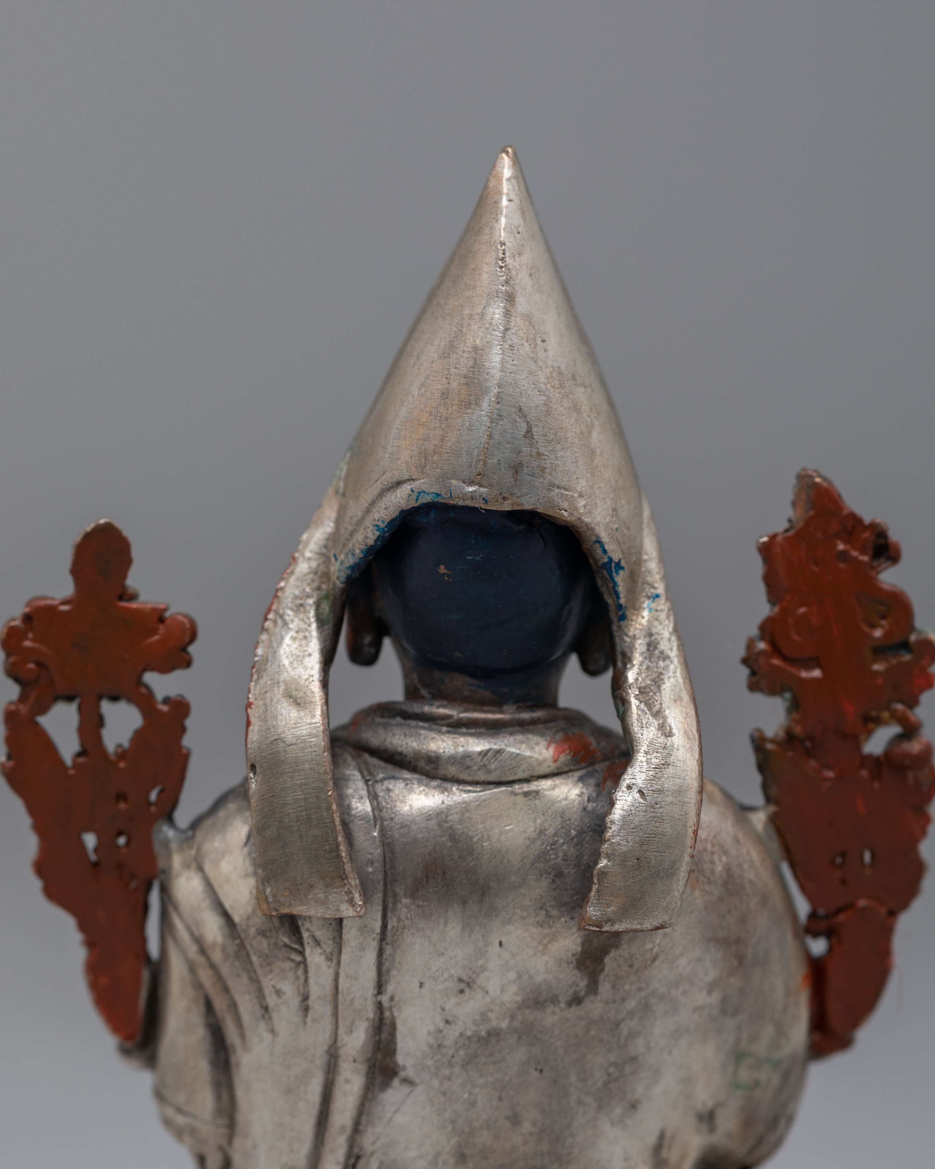 Traditional Buddhist Tsongkhapa Statue | Oxidized Copper & Silver