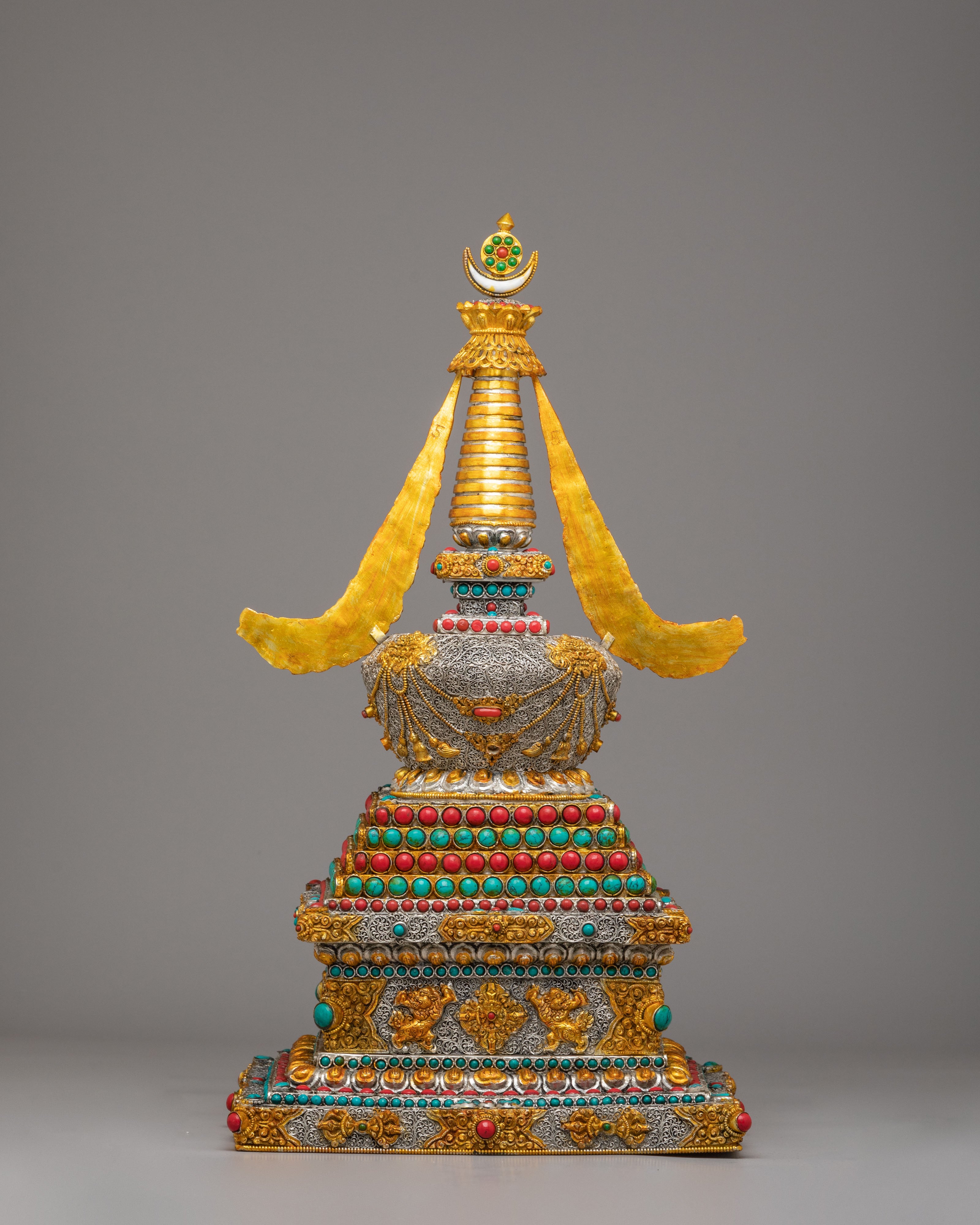 Spiritual Enlightenment Stupa for Altar | Handcrafted Copper Stupa for Meditation