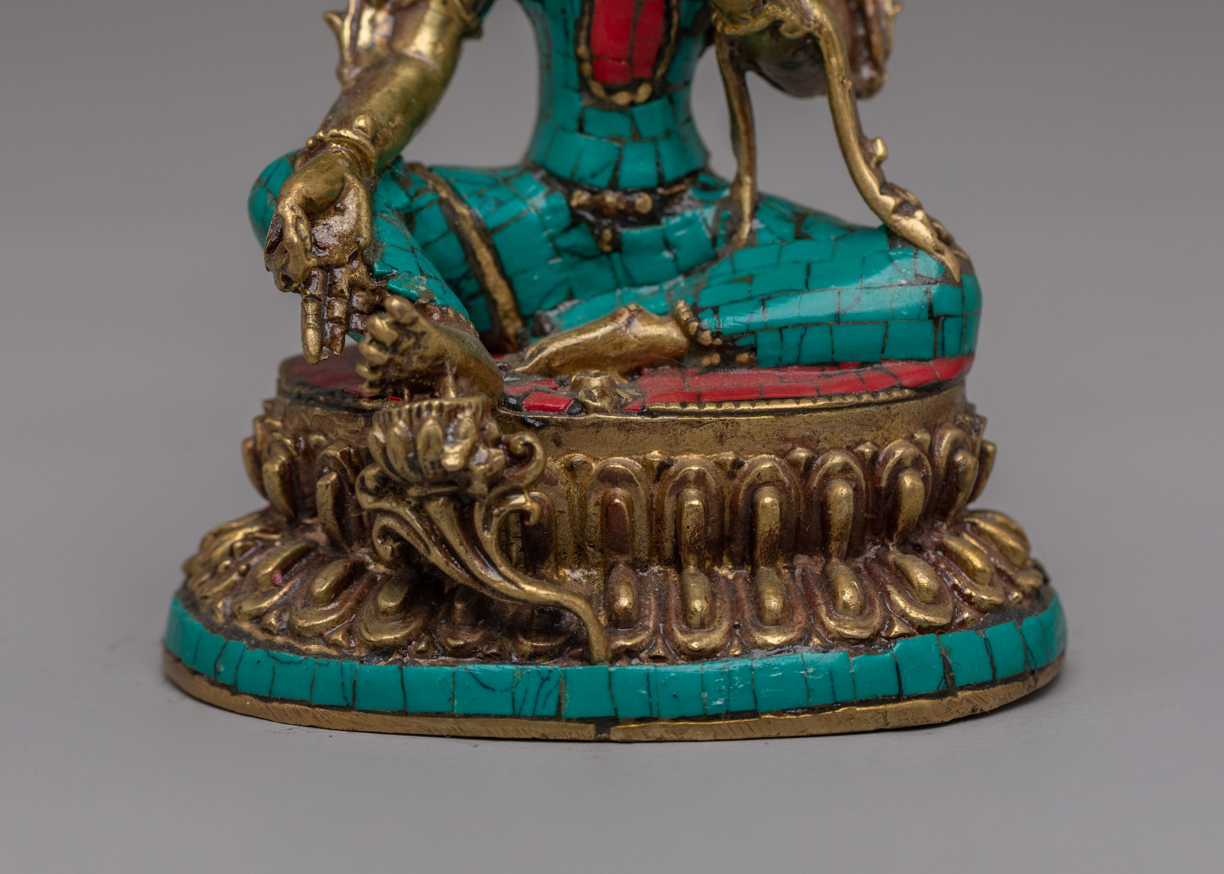 Handcrafted Green Tara Deity Statue | Tibetan Goddess Figurine for Meditation & Spiritual Decor