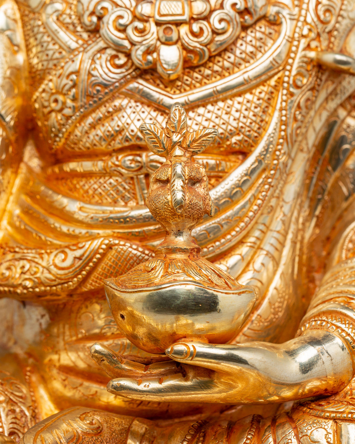 Traditional Guru Rinpoche Sculpture | Handmade Tibetan Deity Statue