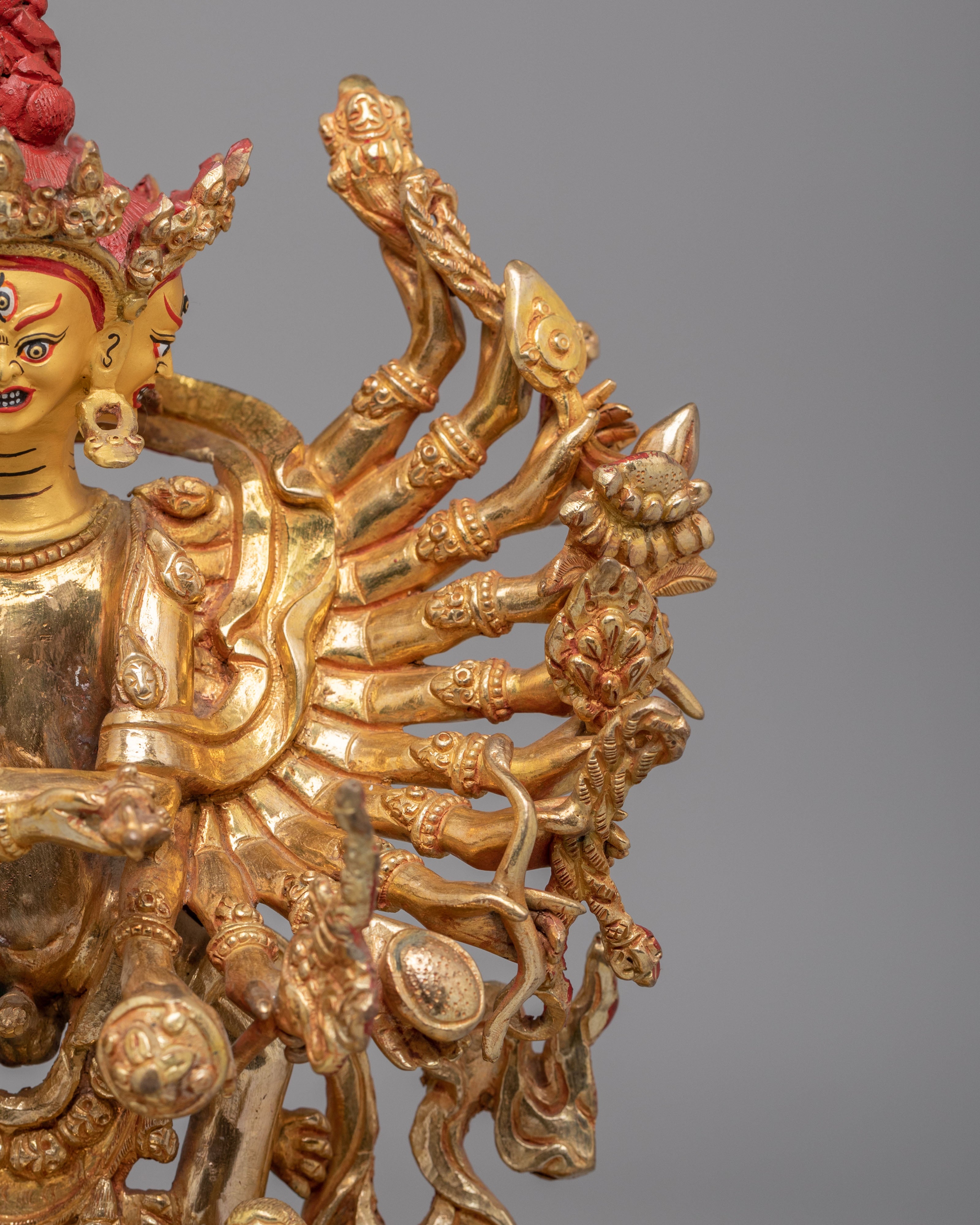 Hevajra Vajrayana Sculpture | 24K Gold Plated Buddhist Deity Statue