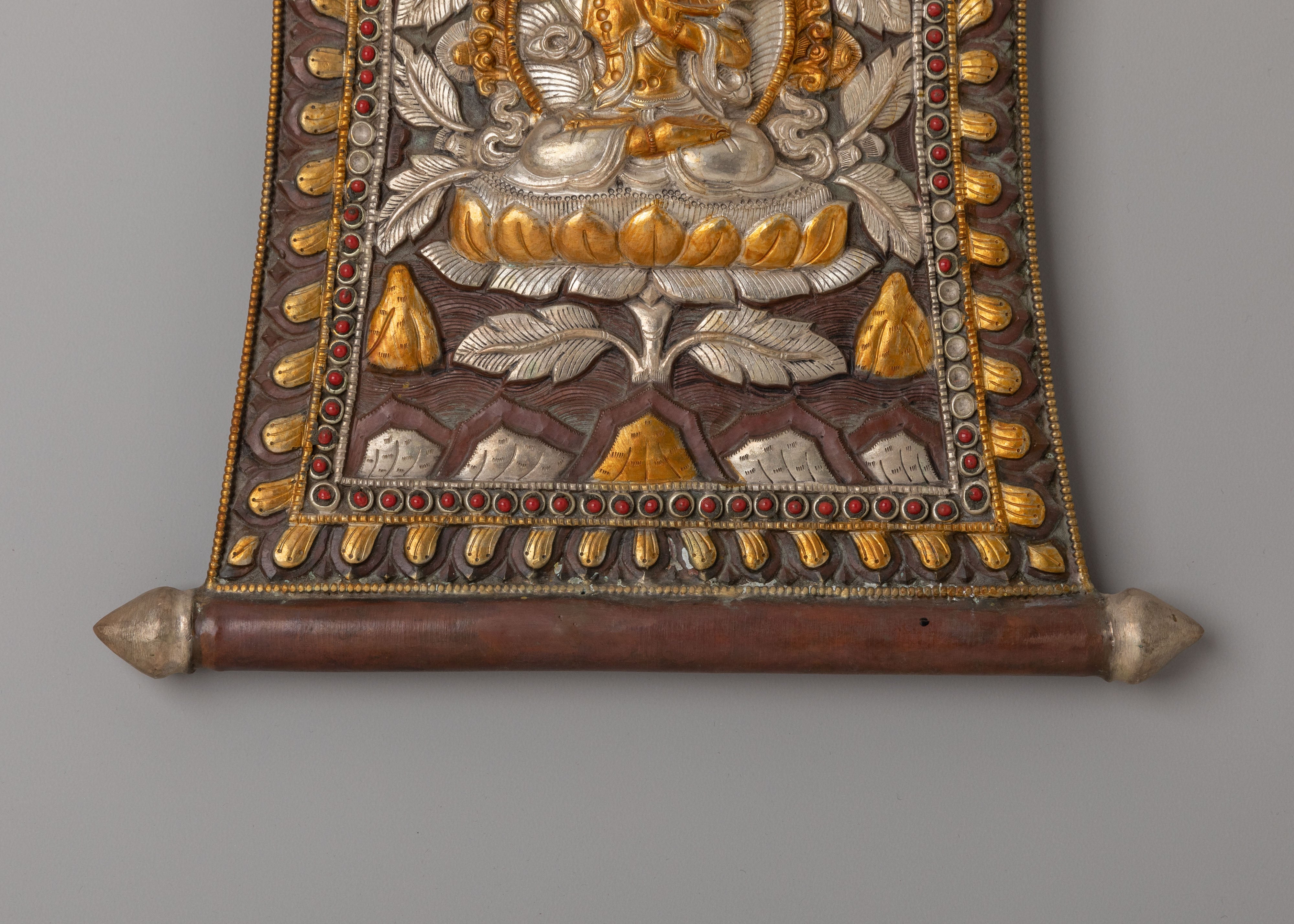 Manjushri Deity Metal Thangka | Symbol of Knowledge and Enlightenment