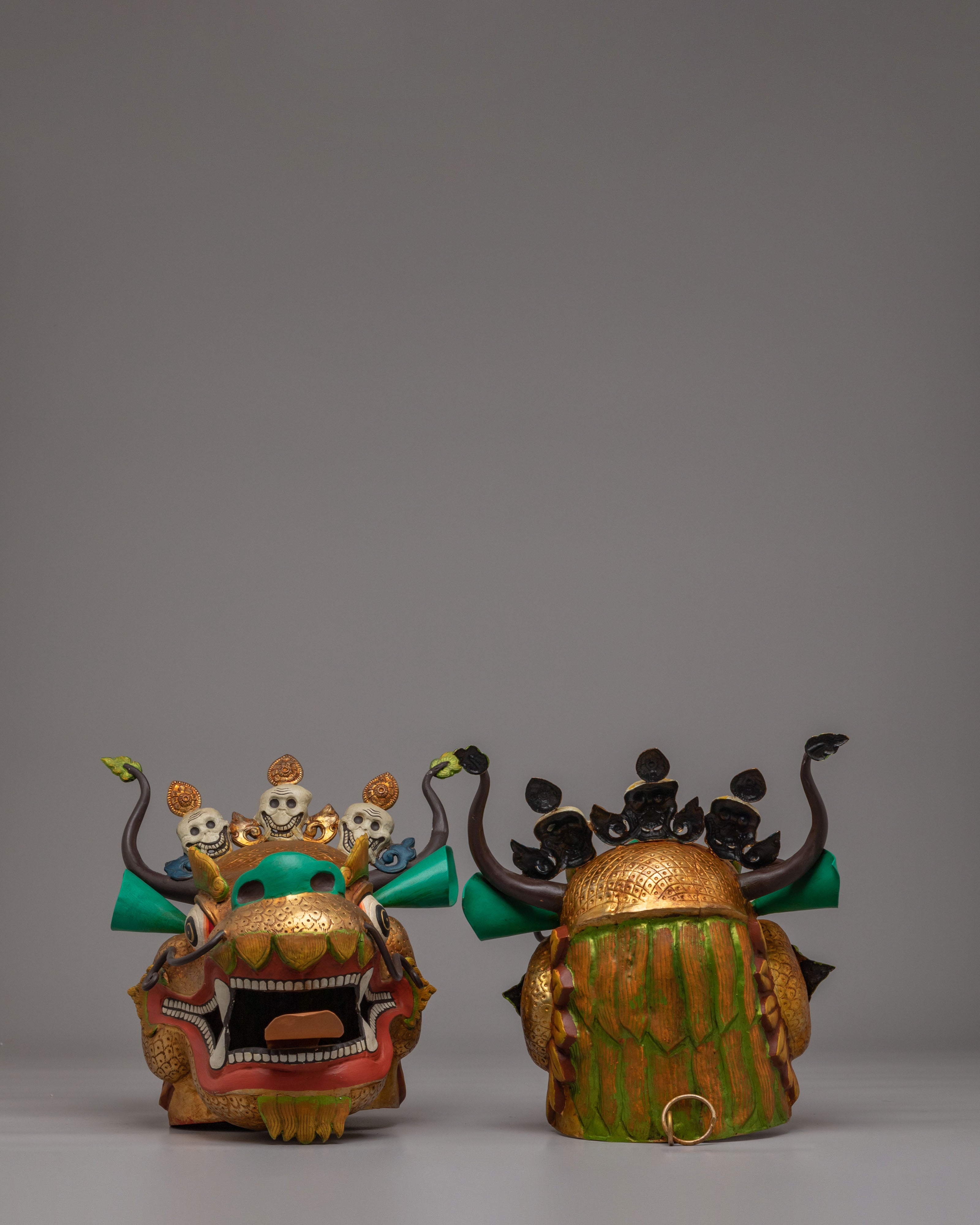 Dragon Head Set for Decor | Handcrafted Copper & Acrylic Color Art