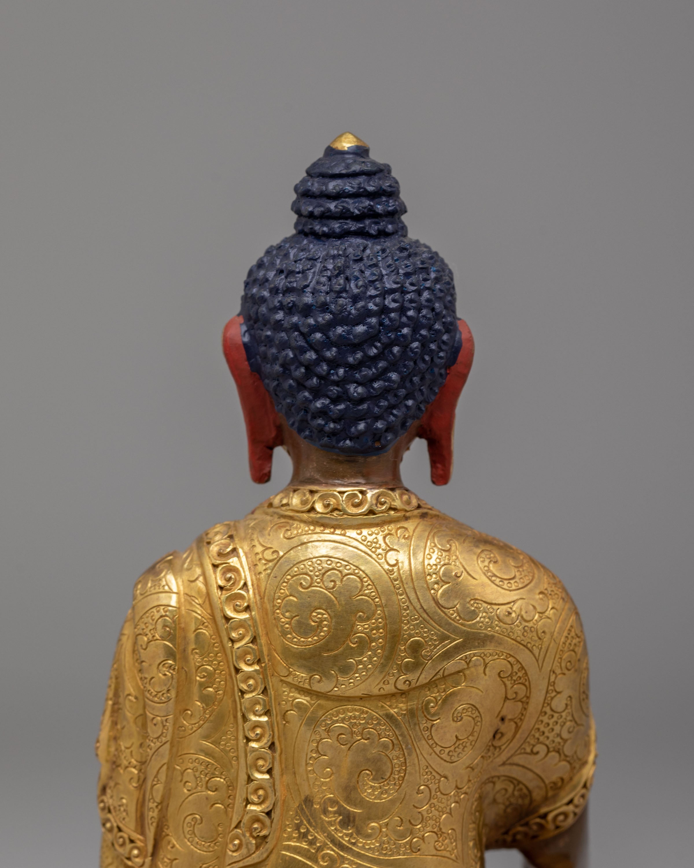 Handmade Altar Shakyamuni Buddha Statue | Oxidized Copper Body