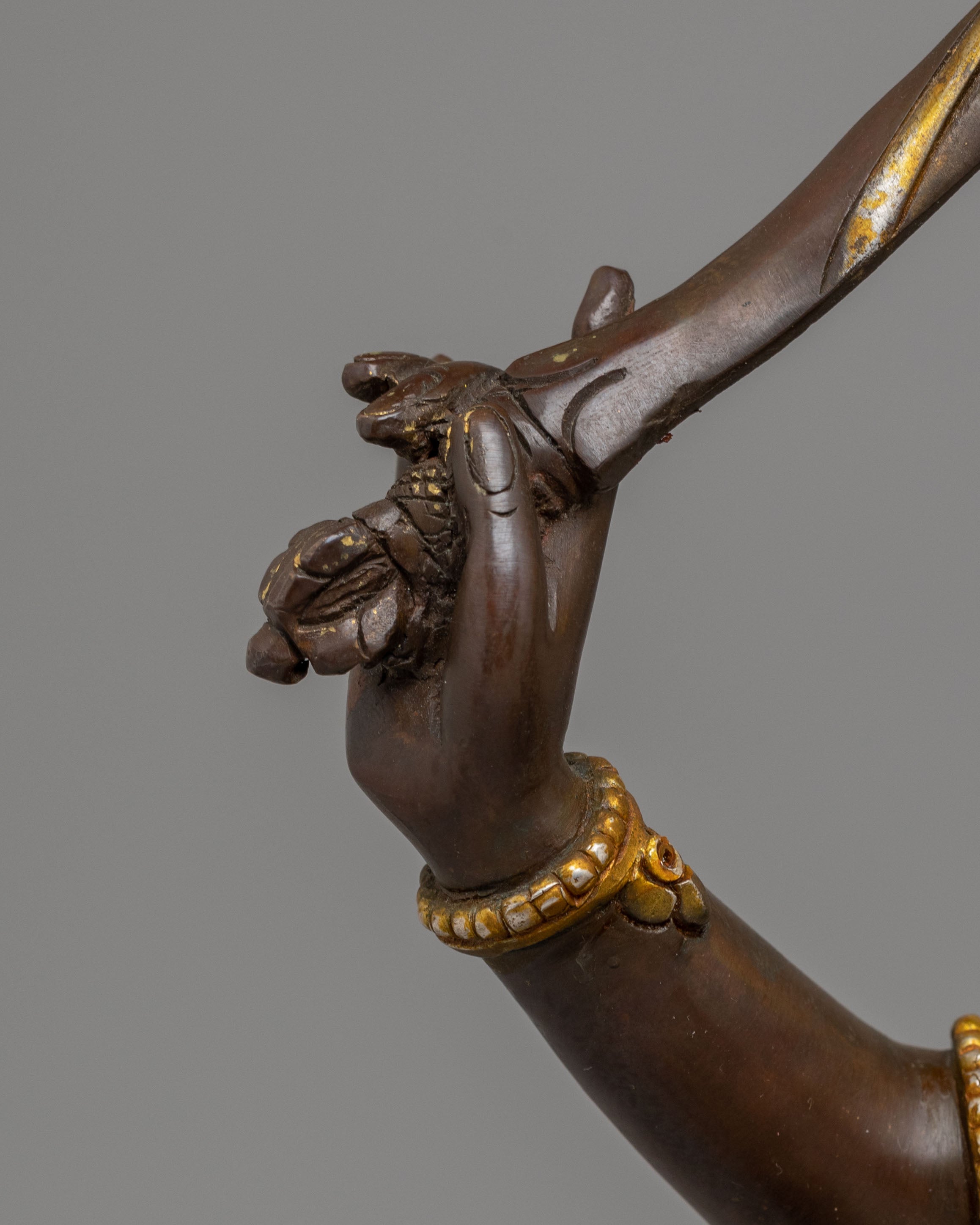Tibetan Manjushri Sculpture | Gold Plated Buddhist Art