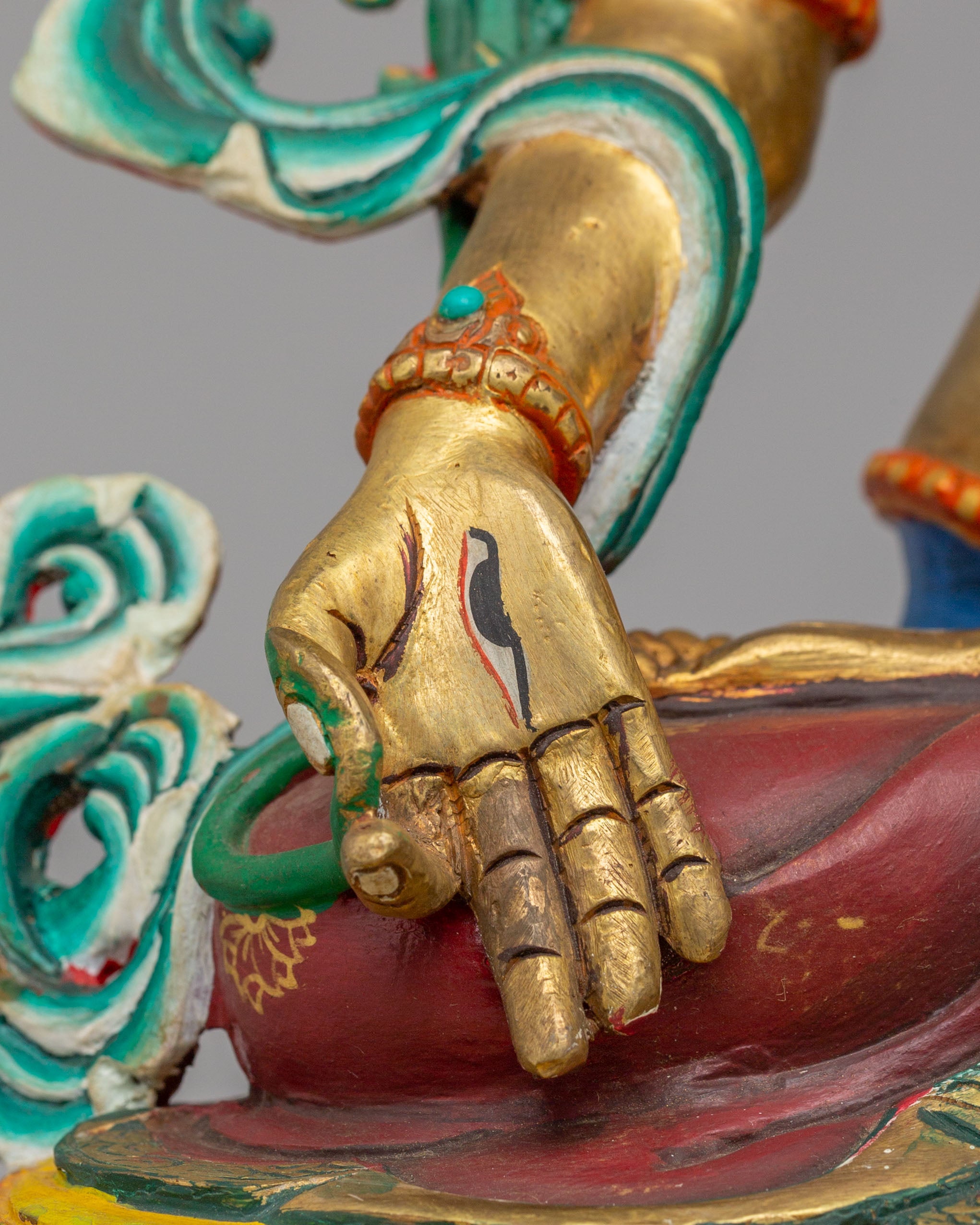 Handmade White Tara Statue for Healing | 24K Gold Plated Copper Tara