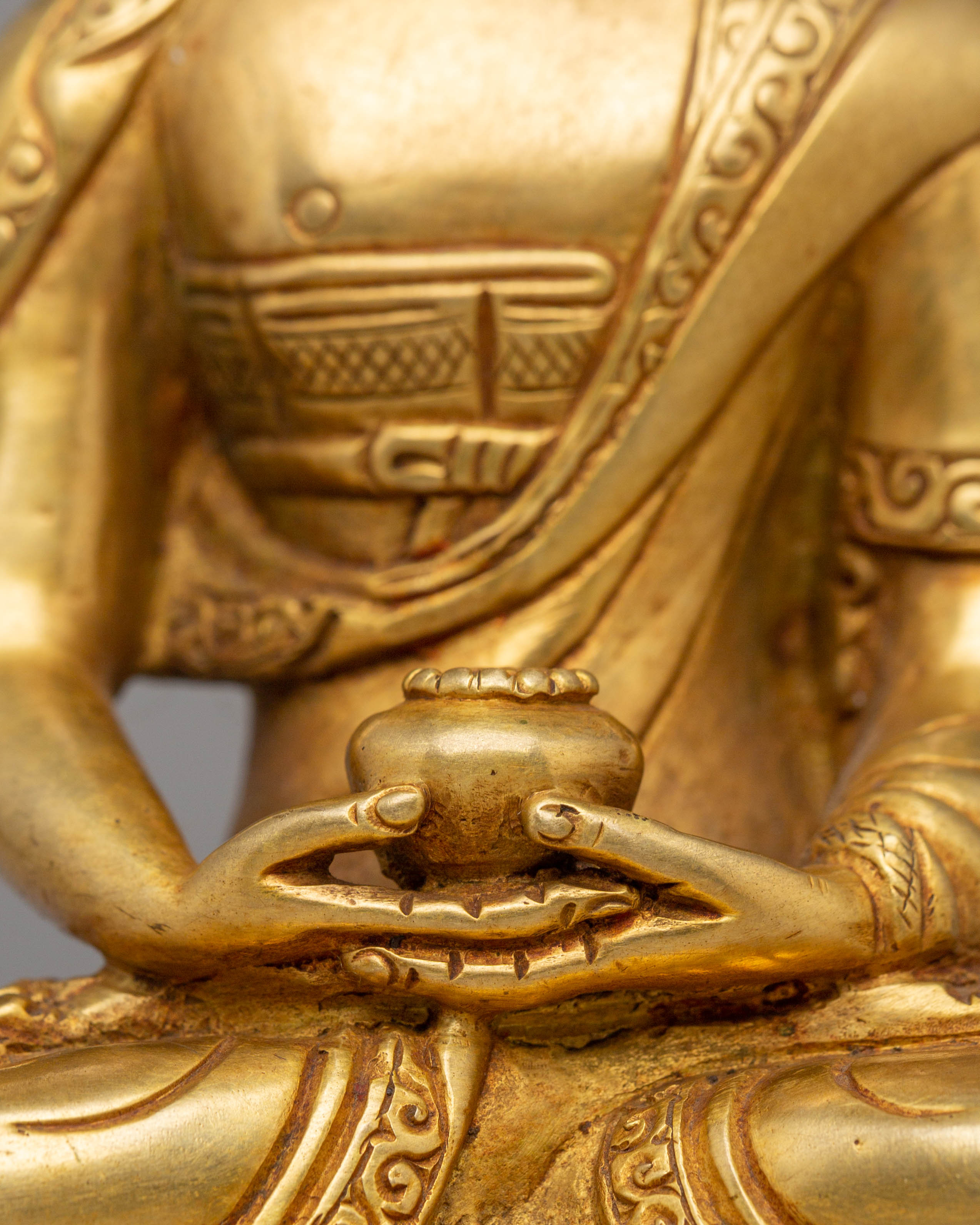 Buddha Amitabha Sacred Statue | Gold Plated Copper for Wisdom and Compassion