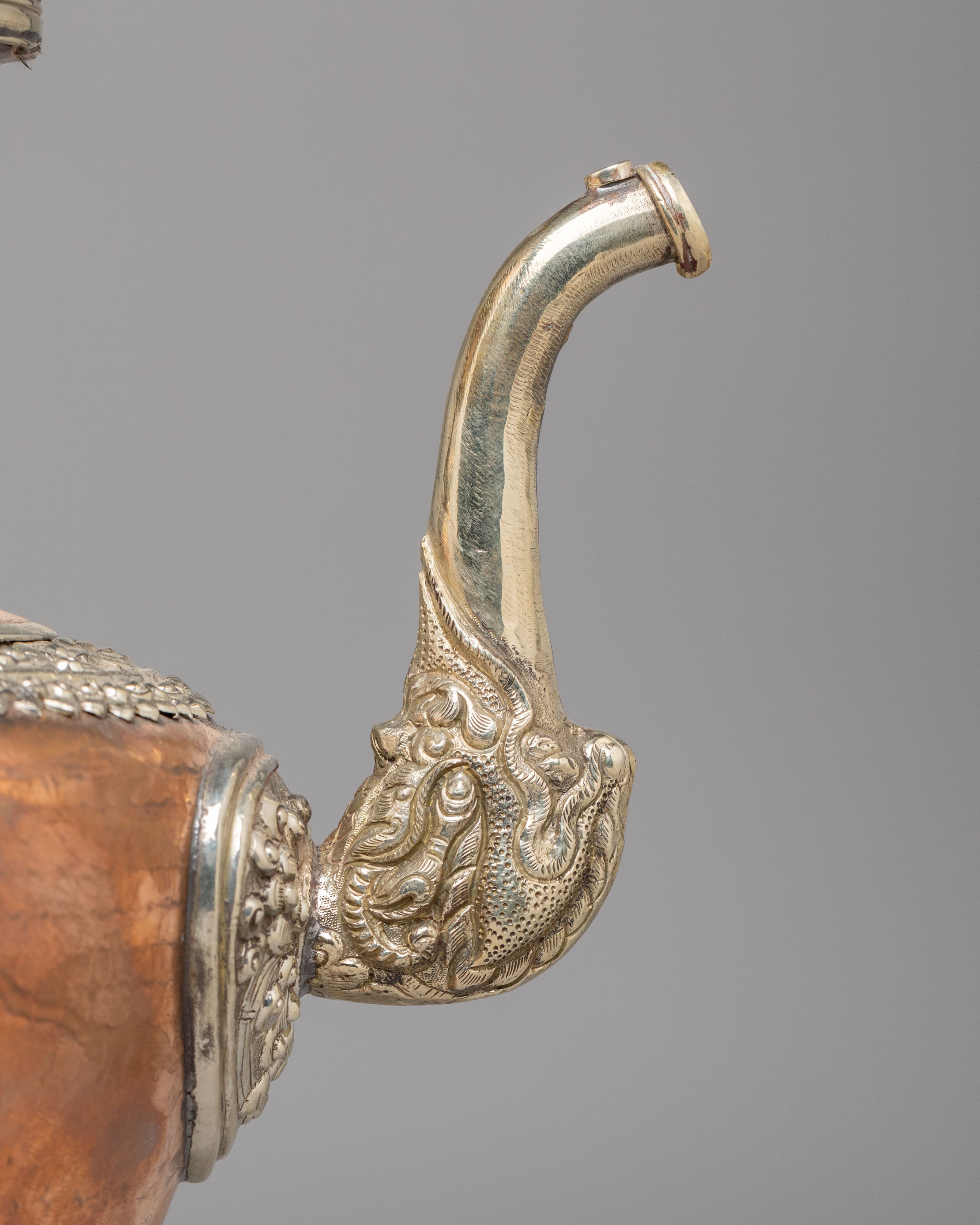 Himalayan Sacred Tea Pot Set | Handcrafted Copper and White Metal Vessels
