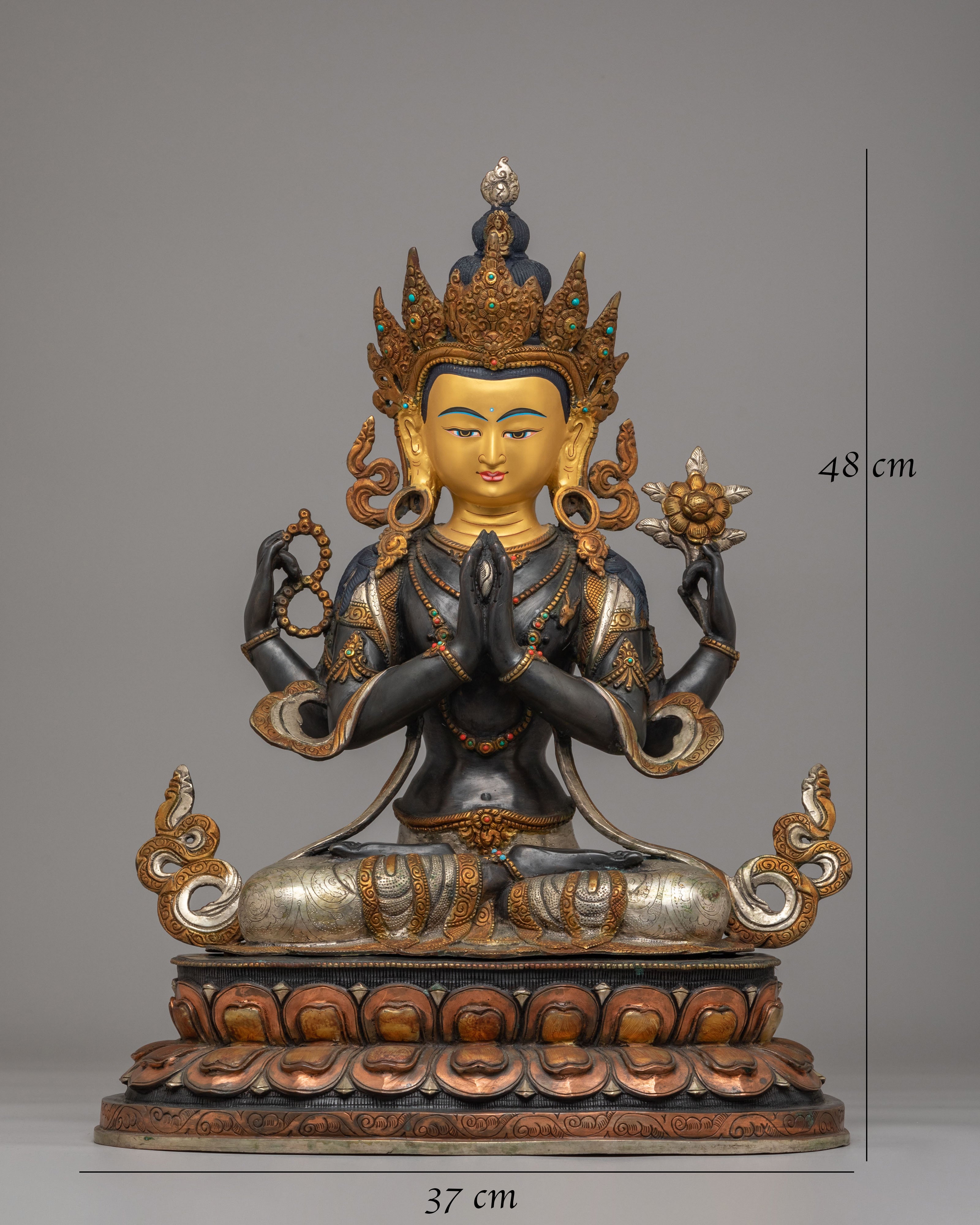 Four-Armed Compassion Buddha Sculpture | Divine Artwork for Spiritual Enlightenment