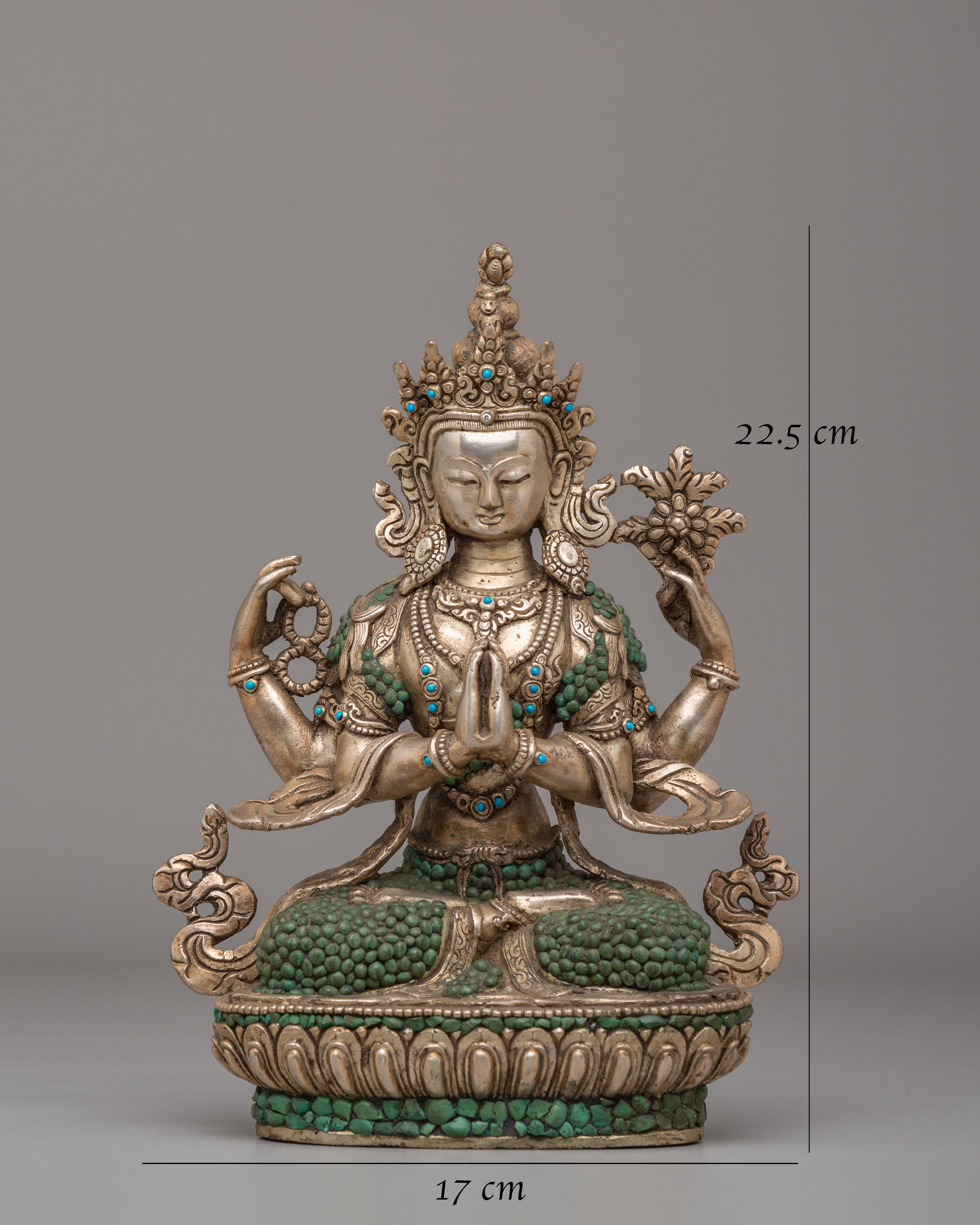 Handcrafted Chenrezig Buddhist Statue | The Bodhisattva of Compassion