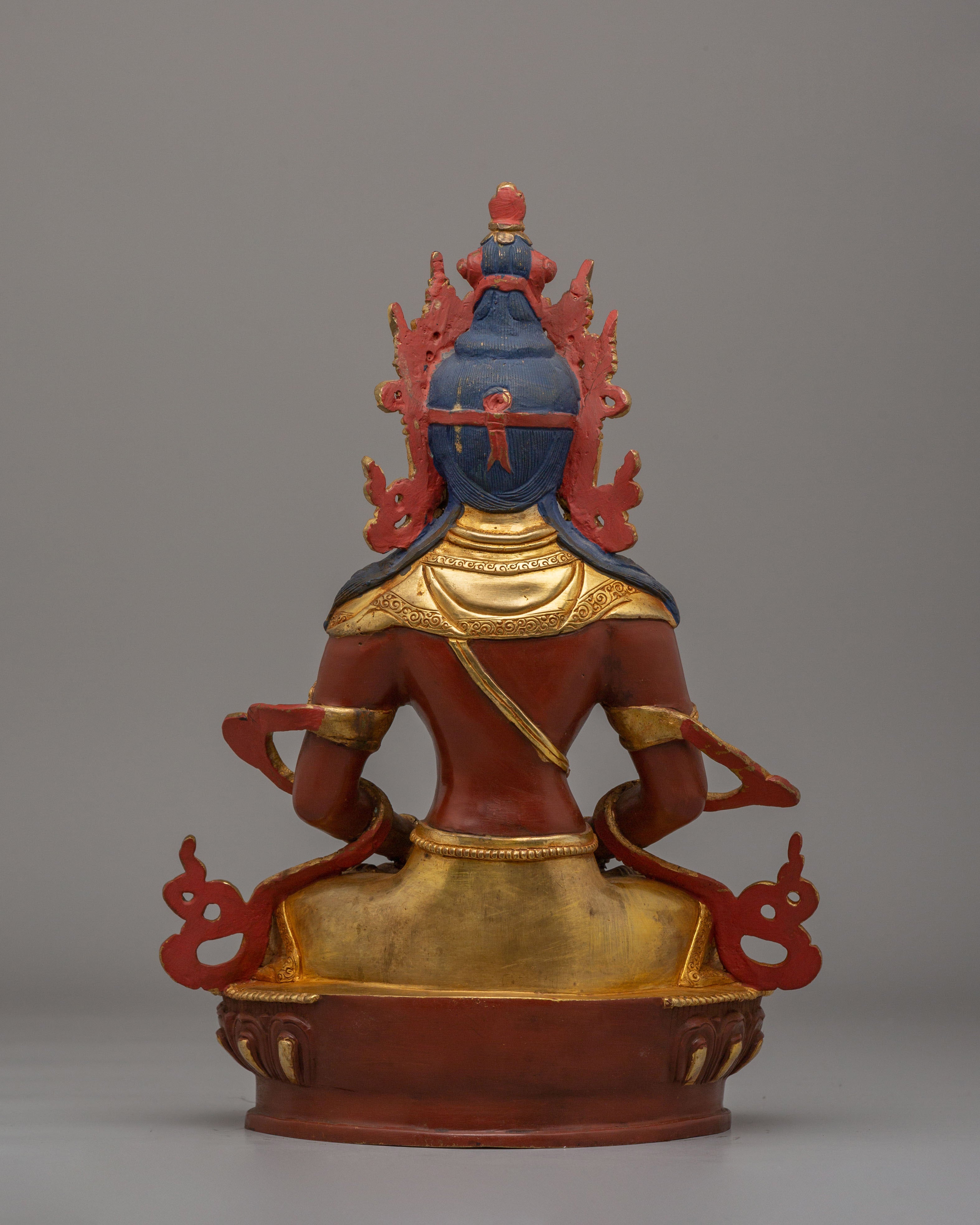Spiritual Amitayus Buddha Statue | 24K Gold Plated Copper Longevity Sculpture