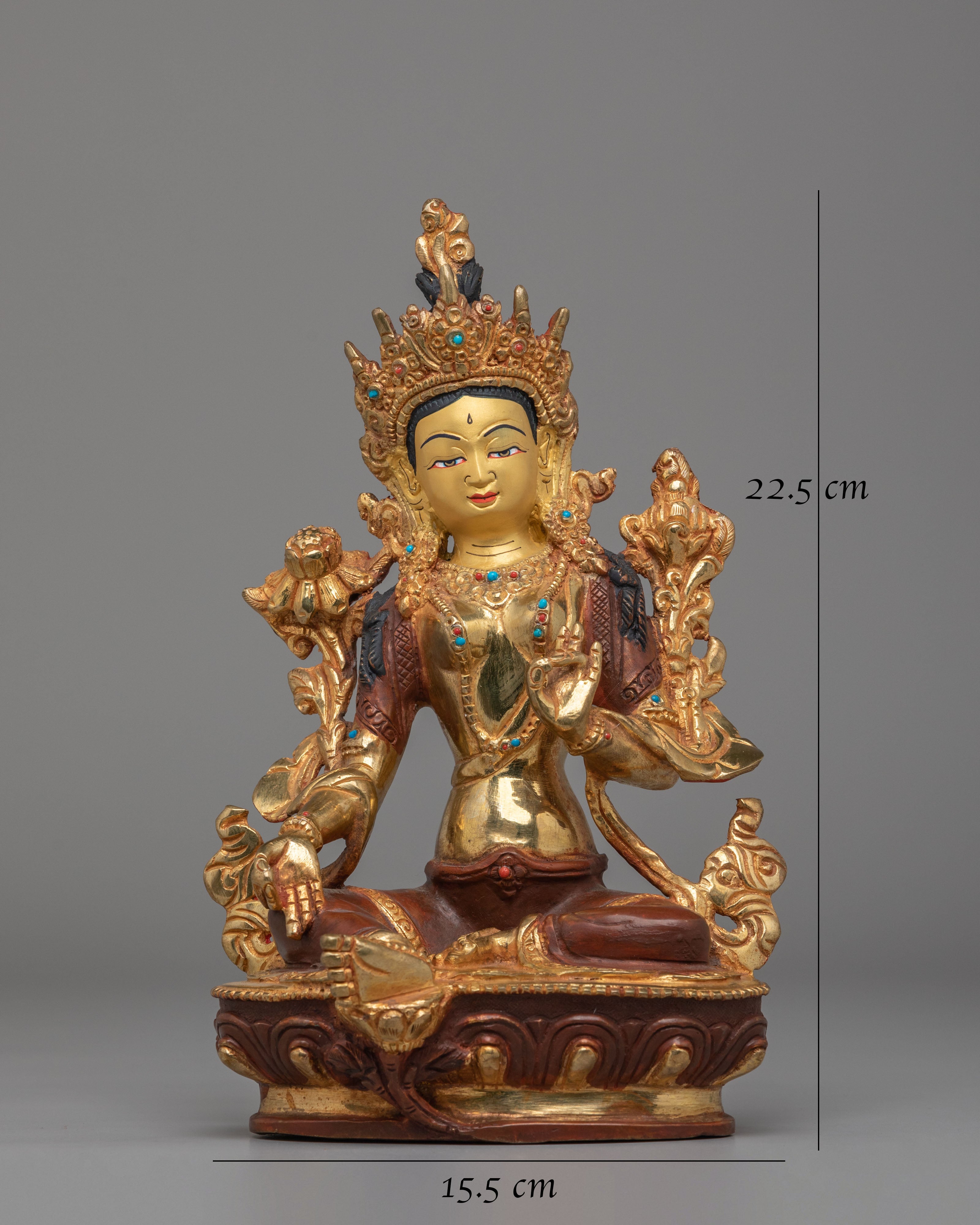 Buddhist Green Tara Deity Statue | Handmade Tibetan Art